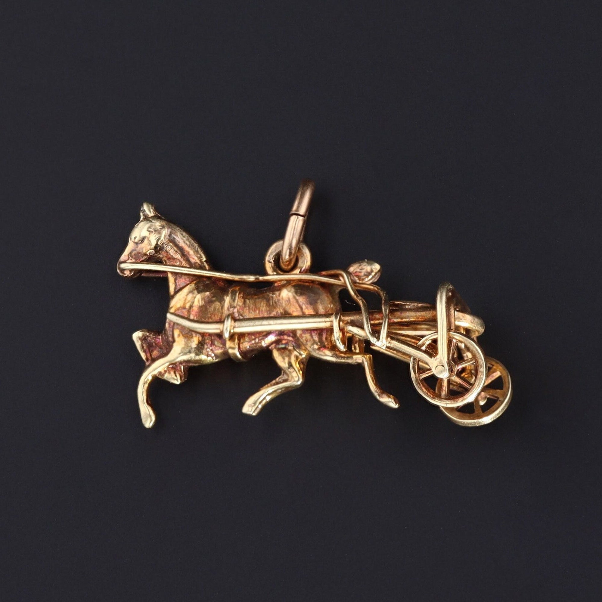 Harness Racing Charm or Pendant | 14k Gold Race Horse Charm 