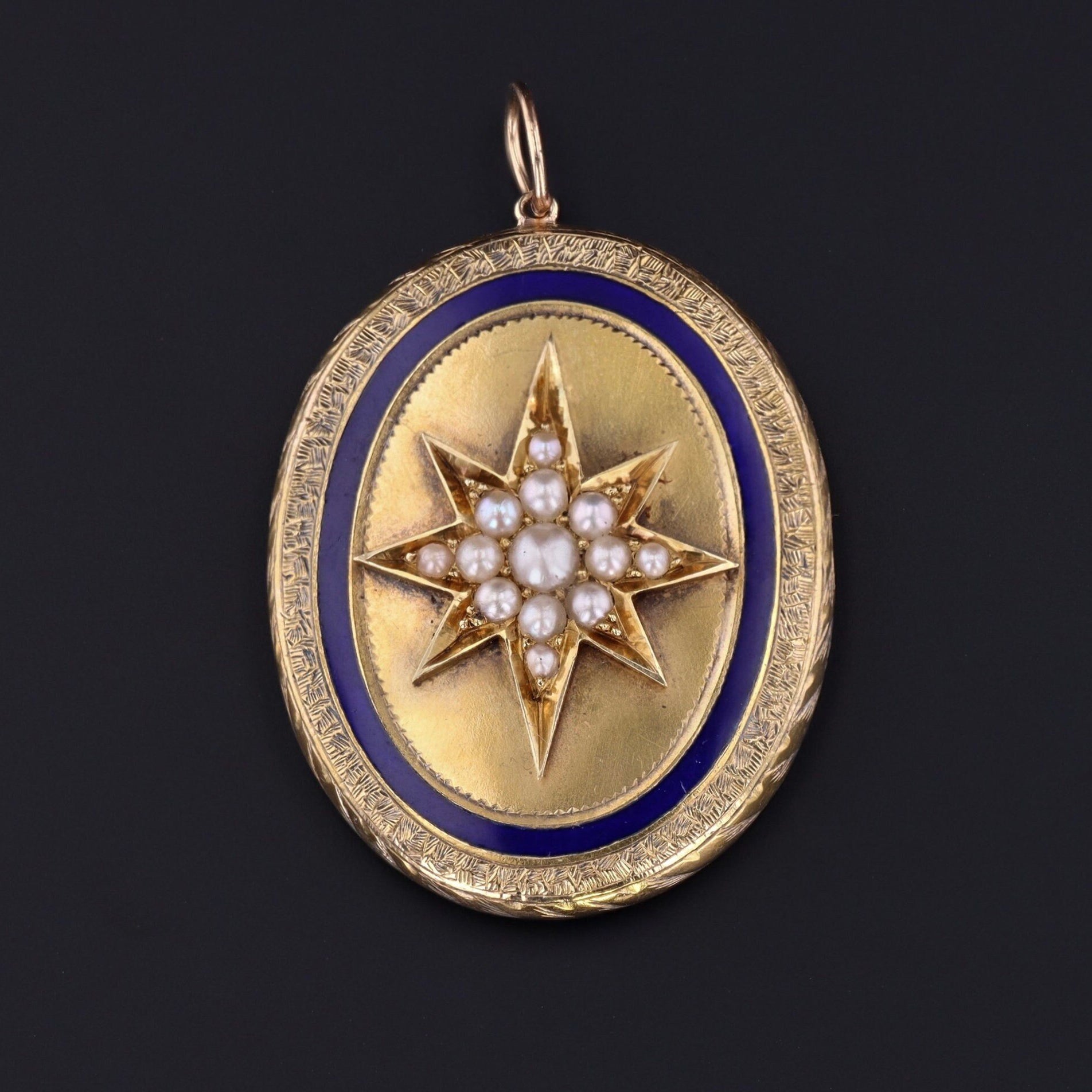 Enamel & Pearl Star Pendant | 14k Gold and Silver Pendant 