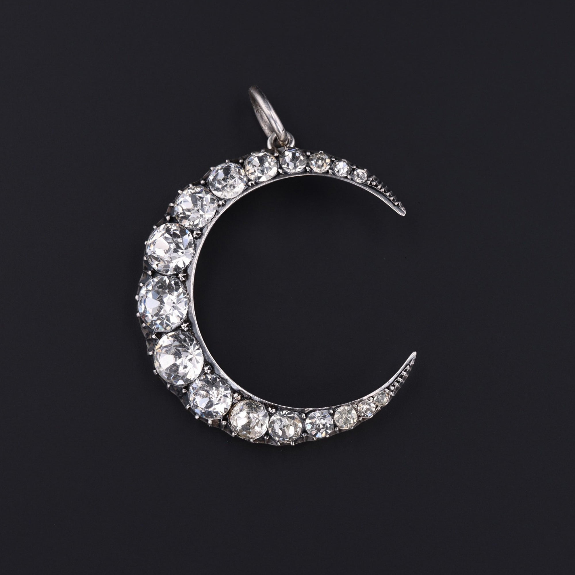 Antique Paste Glass Crescent Moon Pendant | Sterling Silver Paste Pendant | Antique Pendant | Sterling Silver Pendant