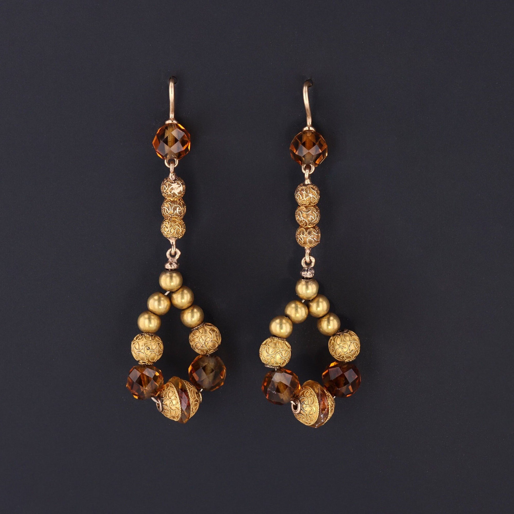Victorian Earrings | Antique Citrine & 14k Gold Earrings 