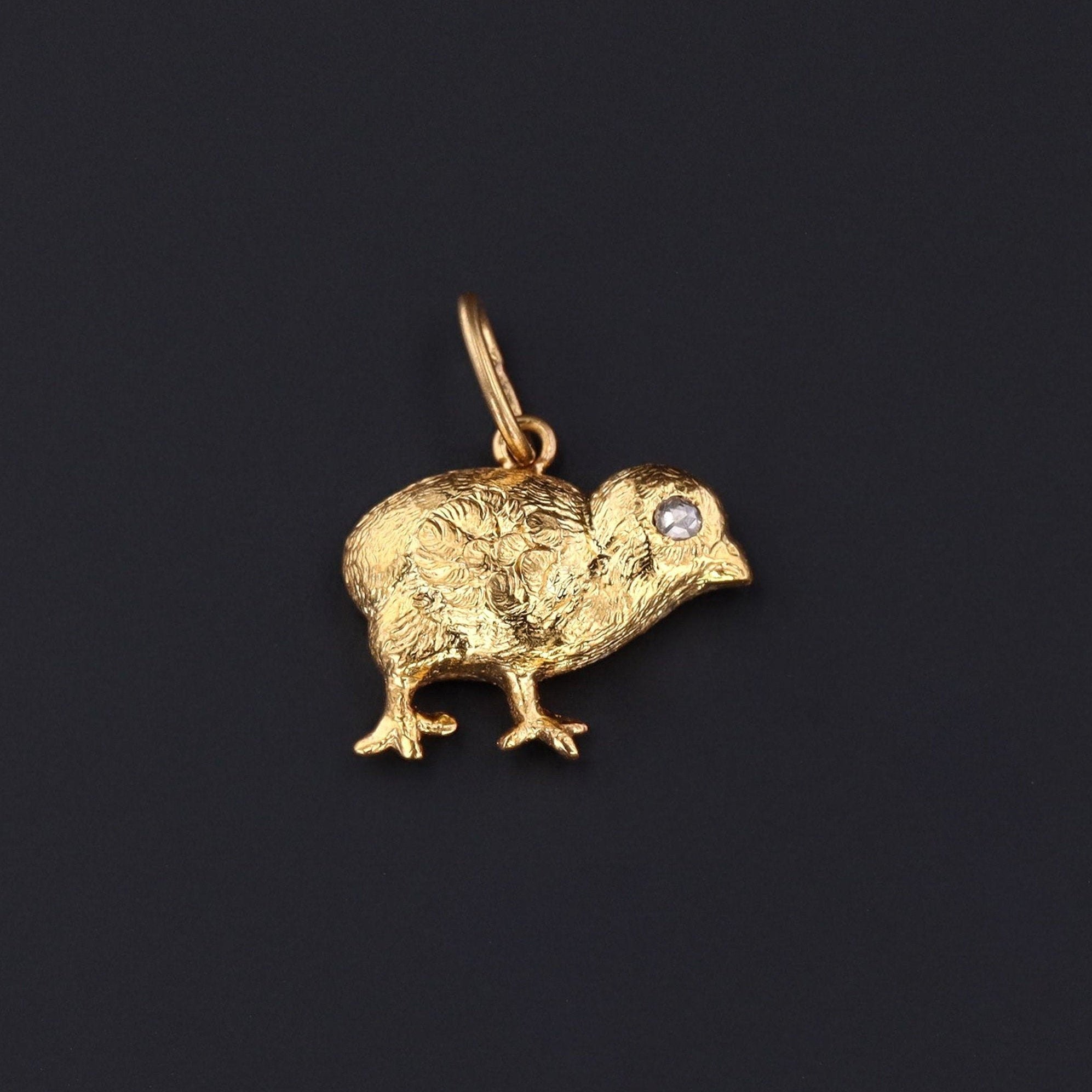 Chick Charm | Antique Chick Charm | Antique Charm | 14k Gold & Diamond Charm