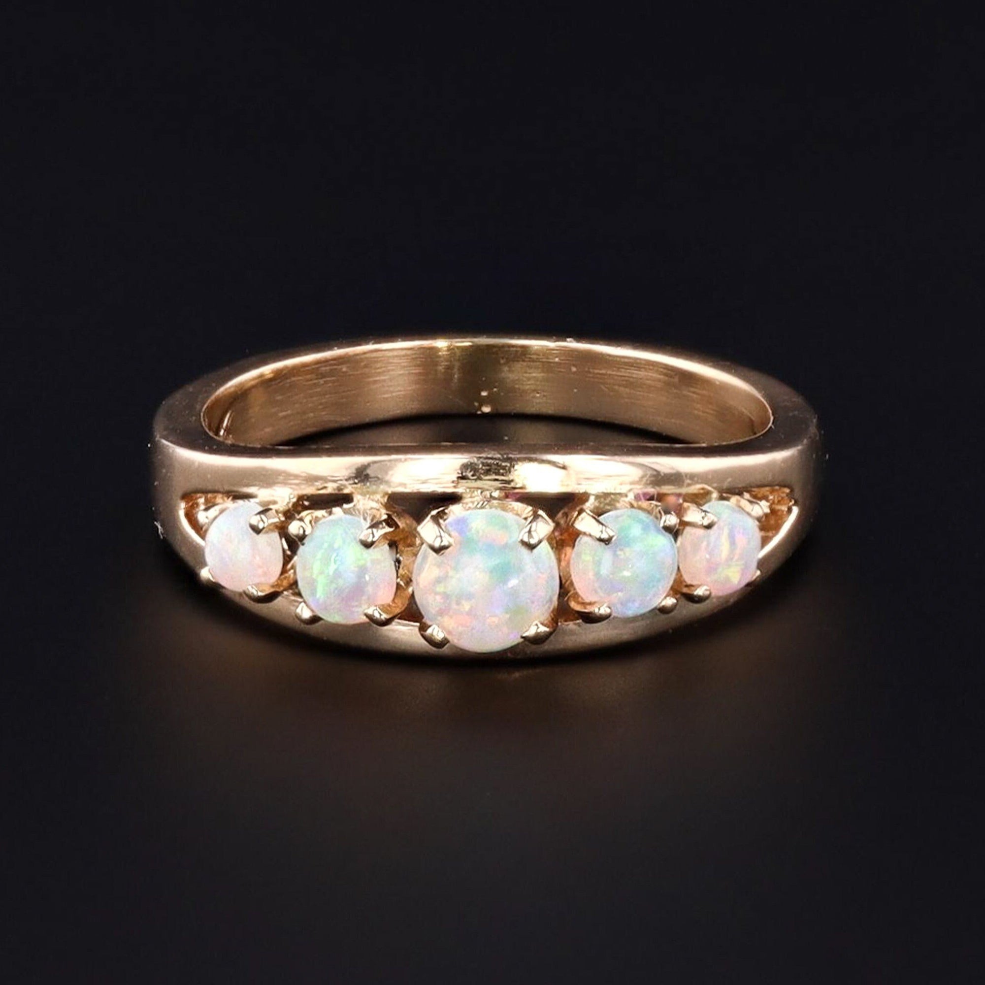 Vintage Opal Ring | Five Opal Row Ring 