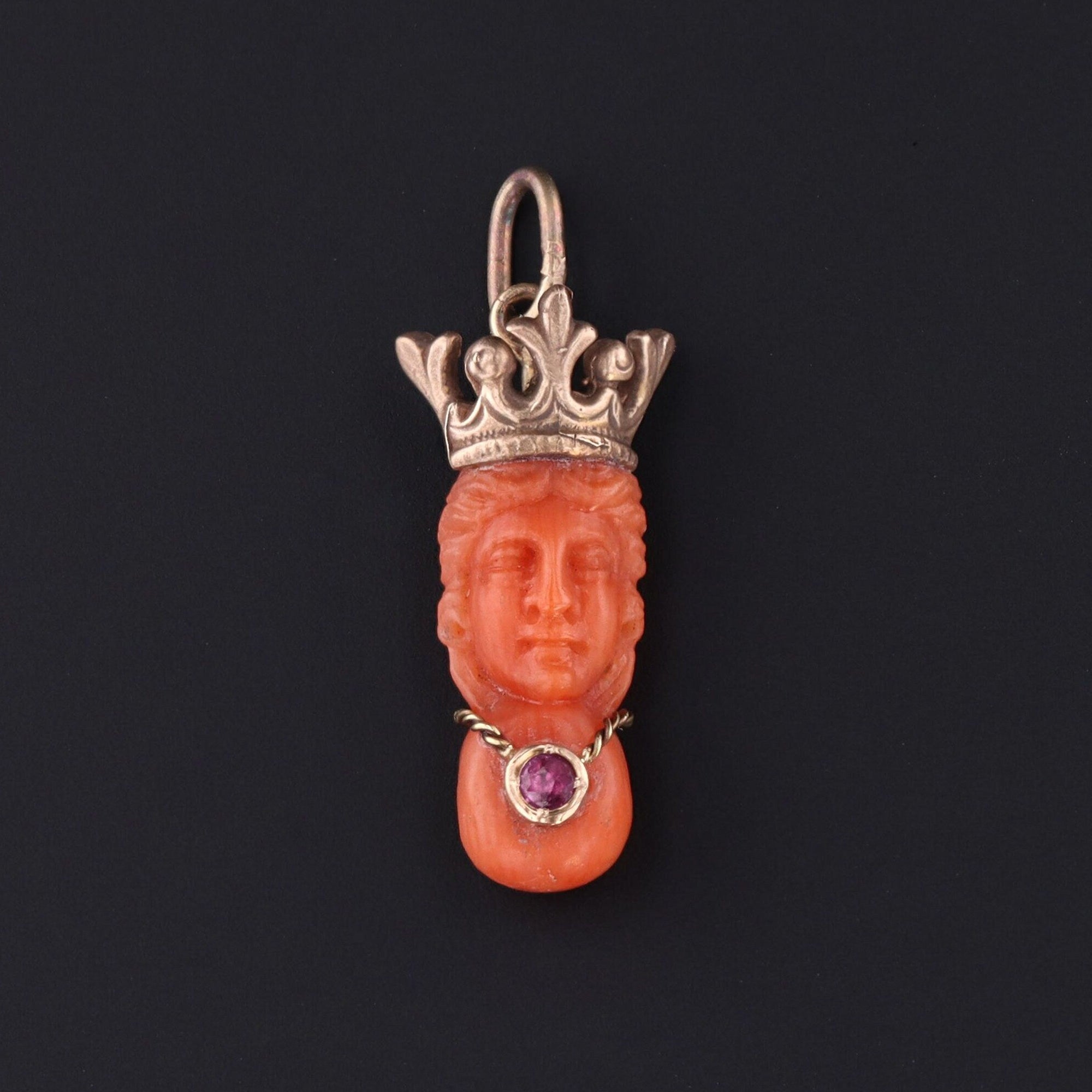 Coral Queen Charm | Antique Carved Coral Charm 