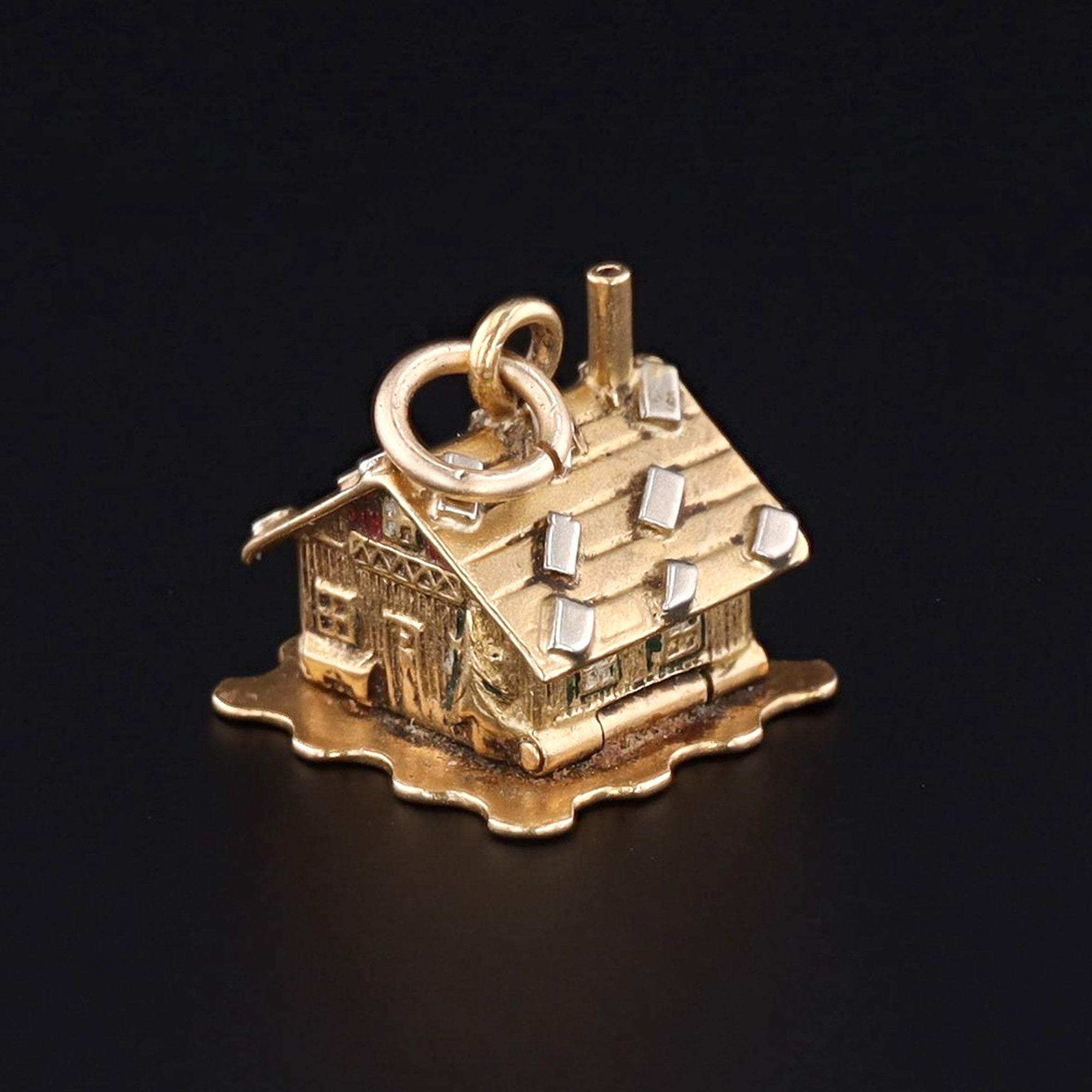 14k Gold House Charm | Vintage 14k Gold Charm | Vintage House or Cabin Charm