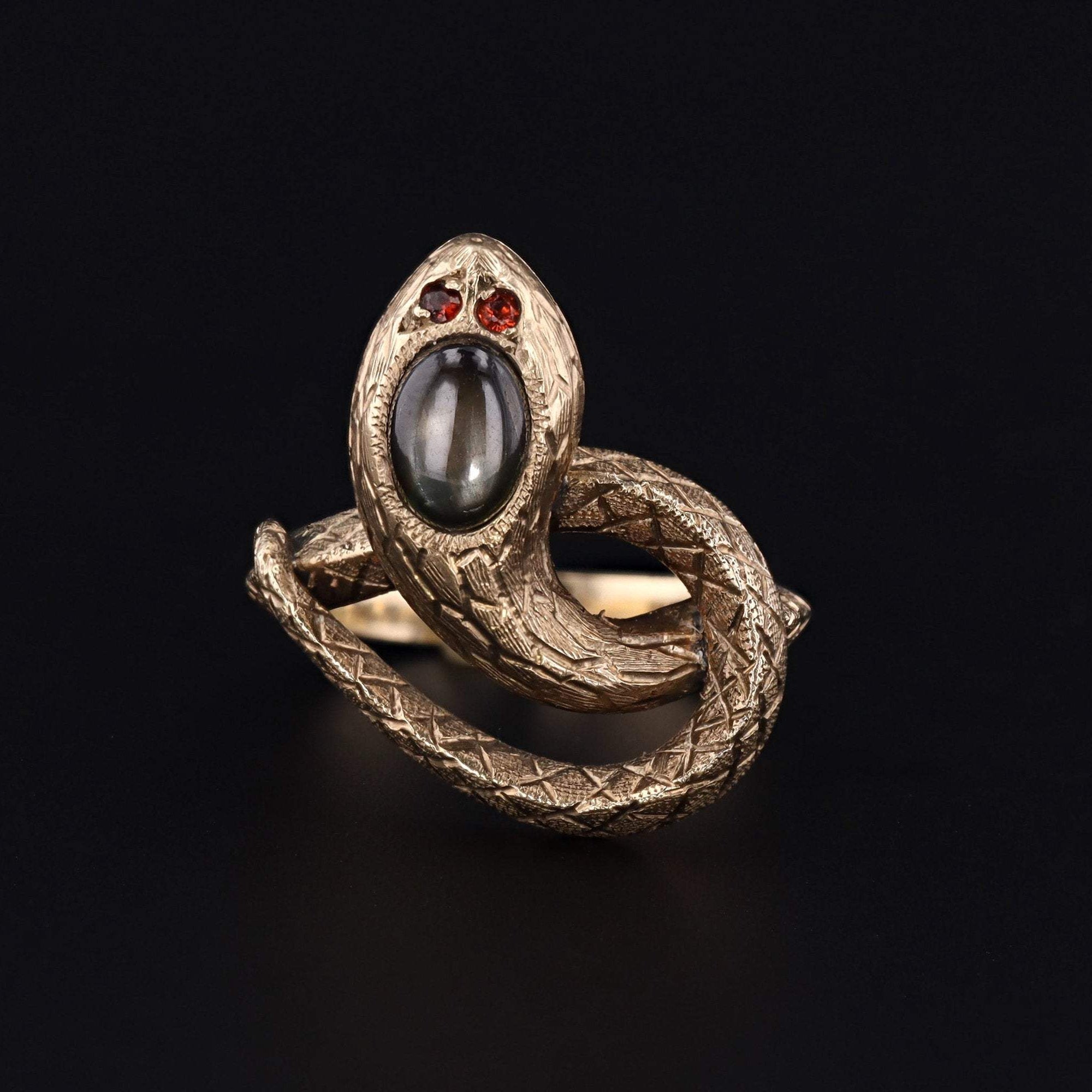 Vintage Snake Ring | Star Sapphire Snake Ring | 14k Gold Ring | 14k Gold Snake Ring | Vintage Ring | Gray Star Sapphire Ring