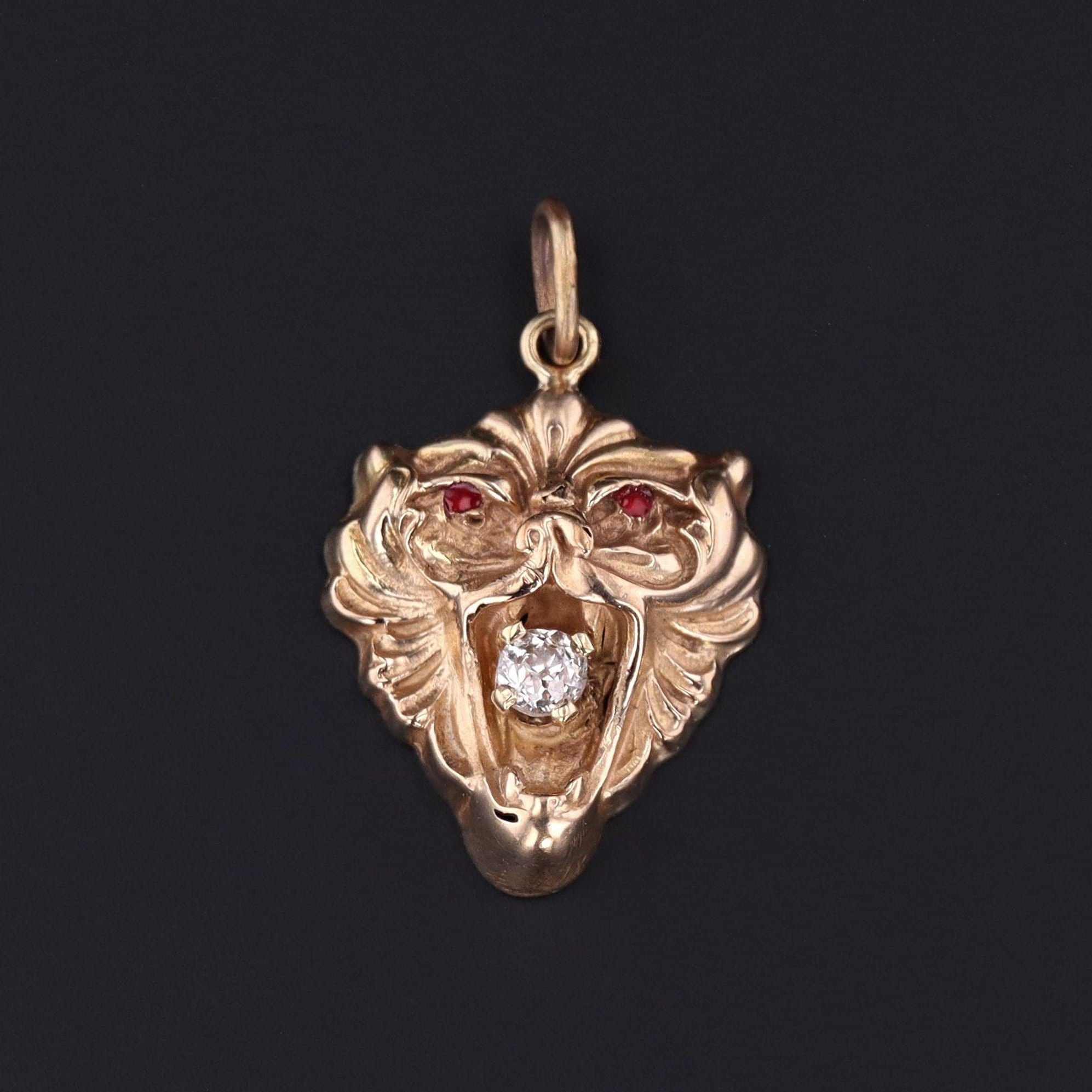 Antique Gargoyle Charm | 9ct Gold Charm 