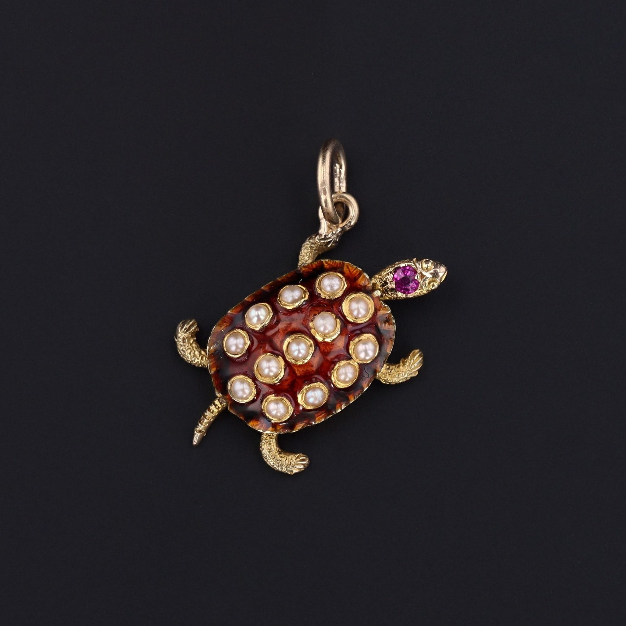 Vintage Turtle Charm | 14k Gold Charm | Enamel Turtle Charm | Vintage Charm