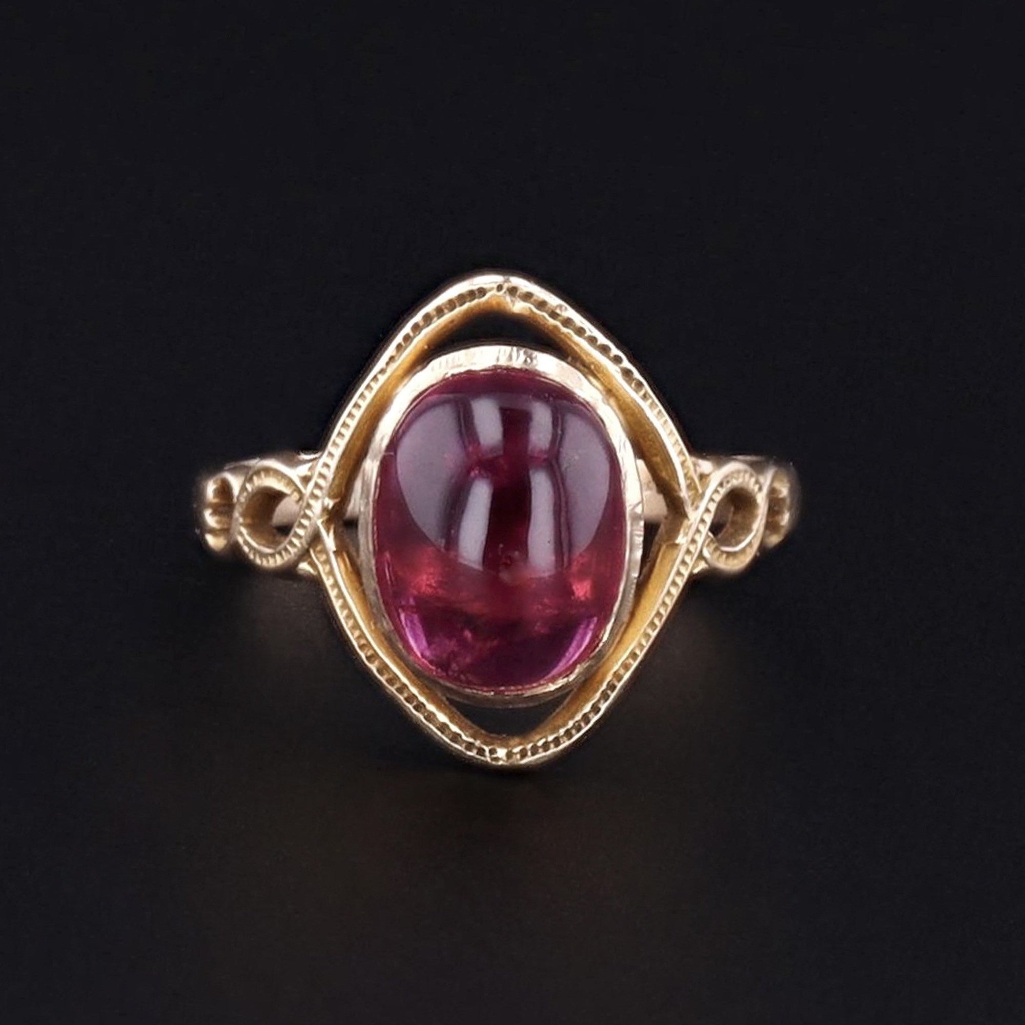 Pink Tourmaline Ring | Antique Art Nouveau Ring with Replacement Stone | 10k Gold Ring