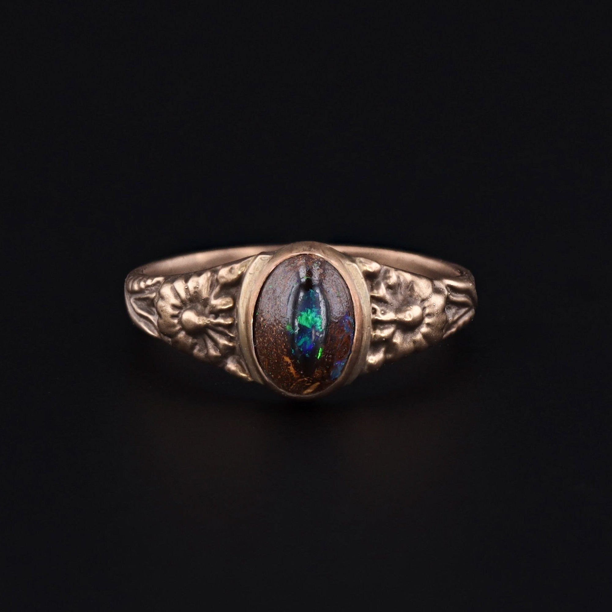 14k Gold Boulder Opal Ring | Boulder Opal Ring 