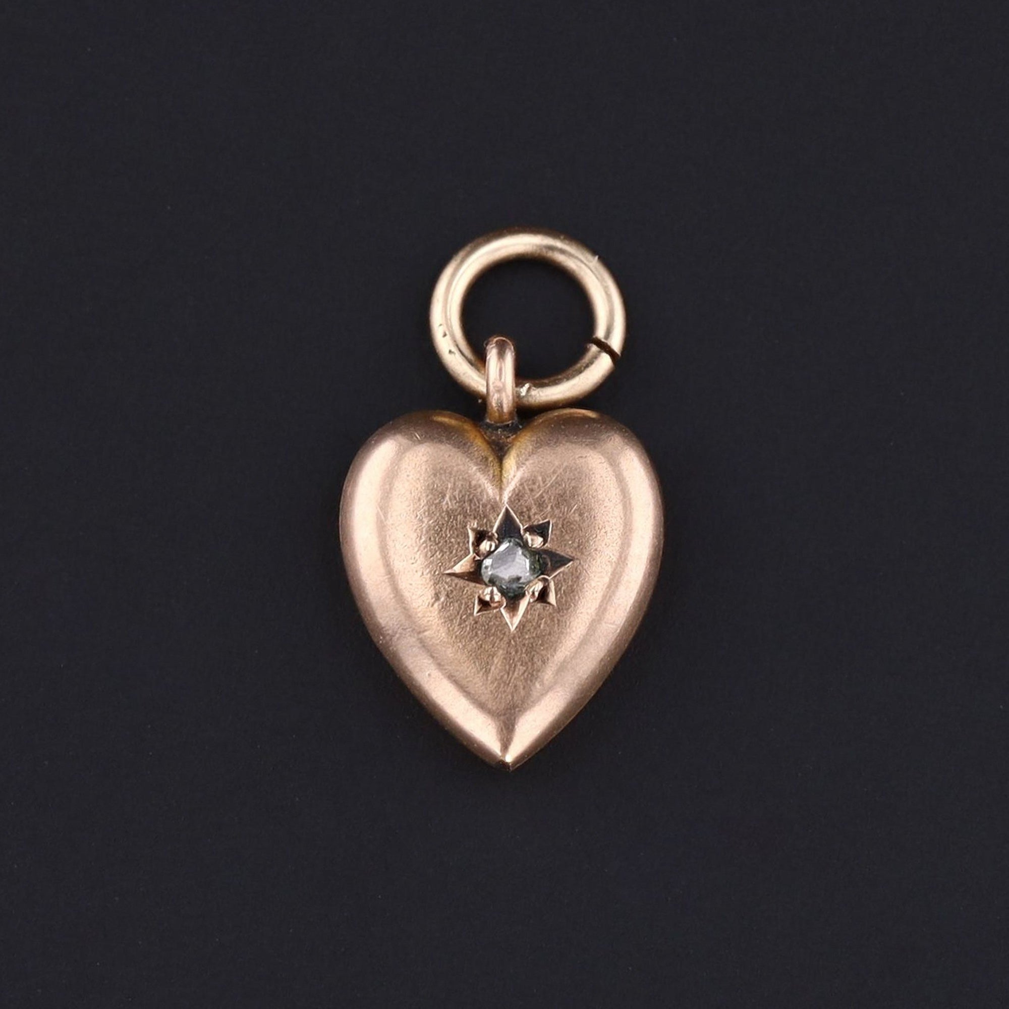 Vintage Heart Charm | 14k Gold Heart | Diamond Charm | 14k Gold Charm | Love Token