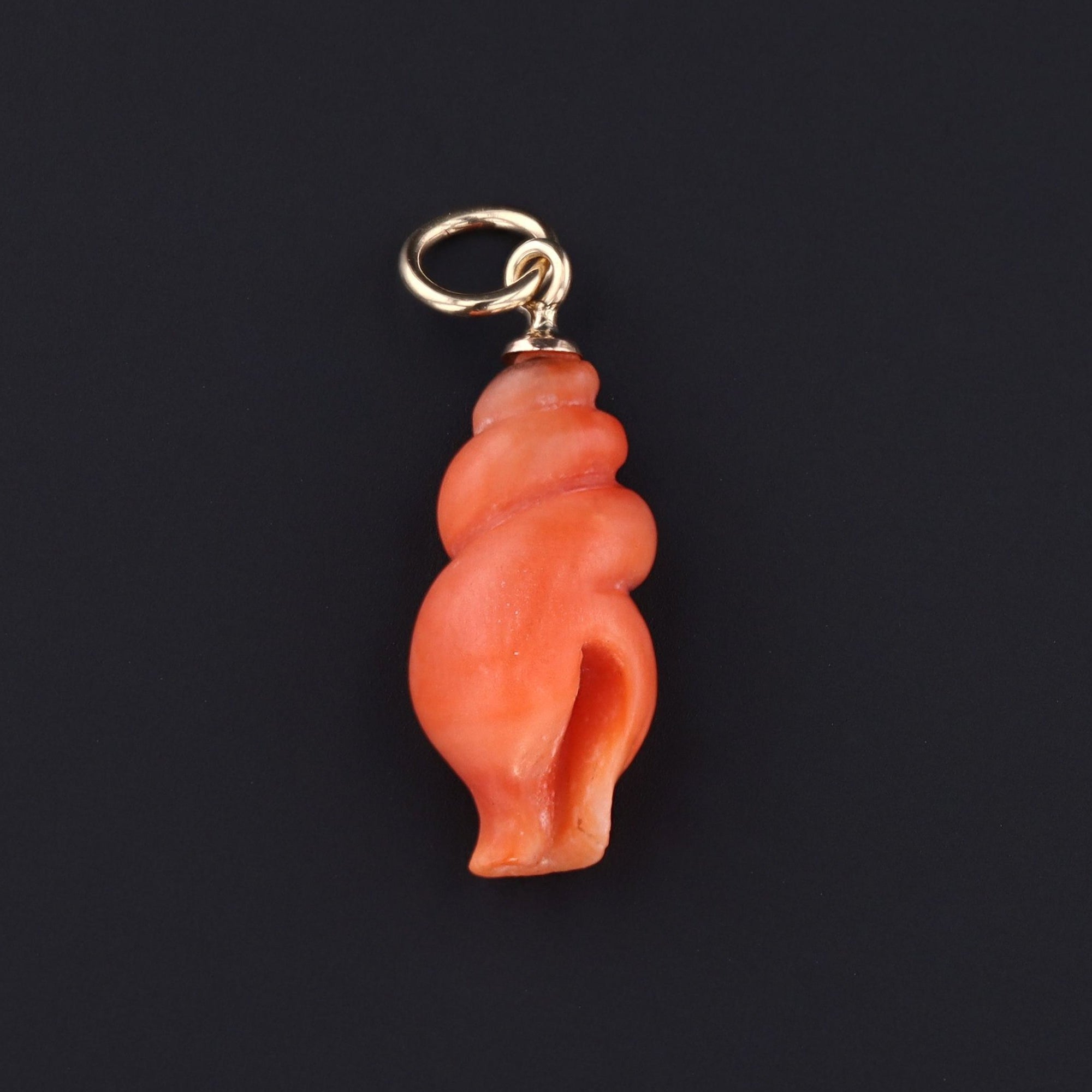 Antique Coral Seashell Charm | 14k Gold Coral Charm | Antique Charm | Pin Conversion Charm