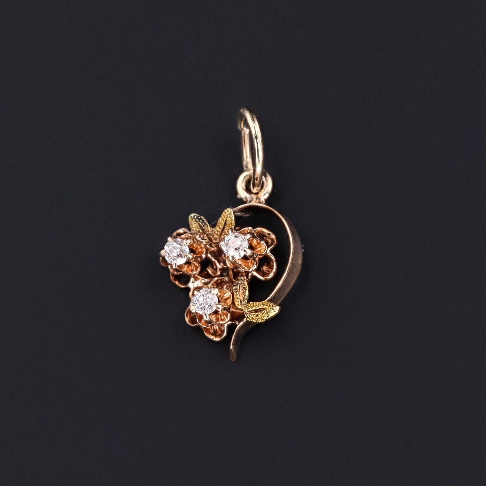 Antique Diamond Flower Charm | Diamond Charm | Antique Charm| Flower Pendant | 14K Gold Charm