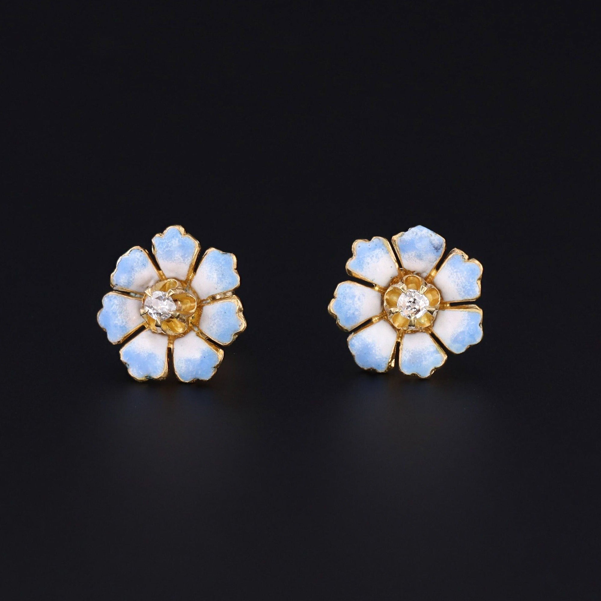 Enamel Flower Earrings | 14k Gold Earrings 