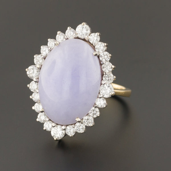 Lavender Jade & Diamond Ring | Vintage Ring - Trademark Antiques