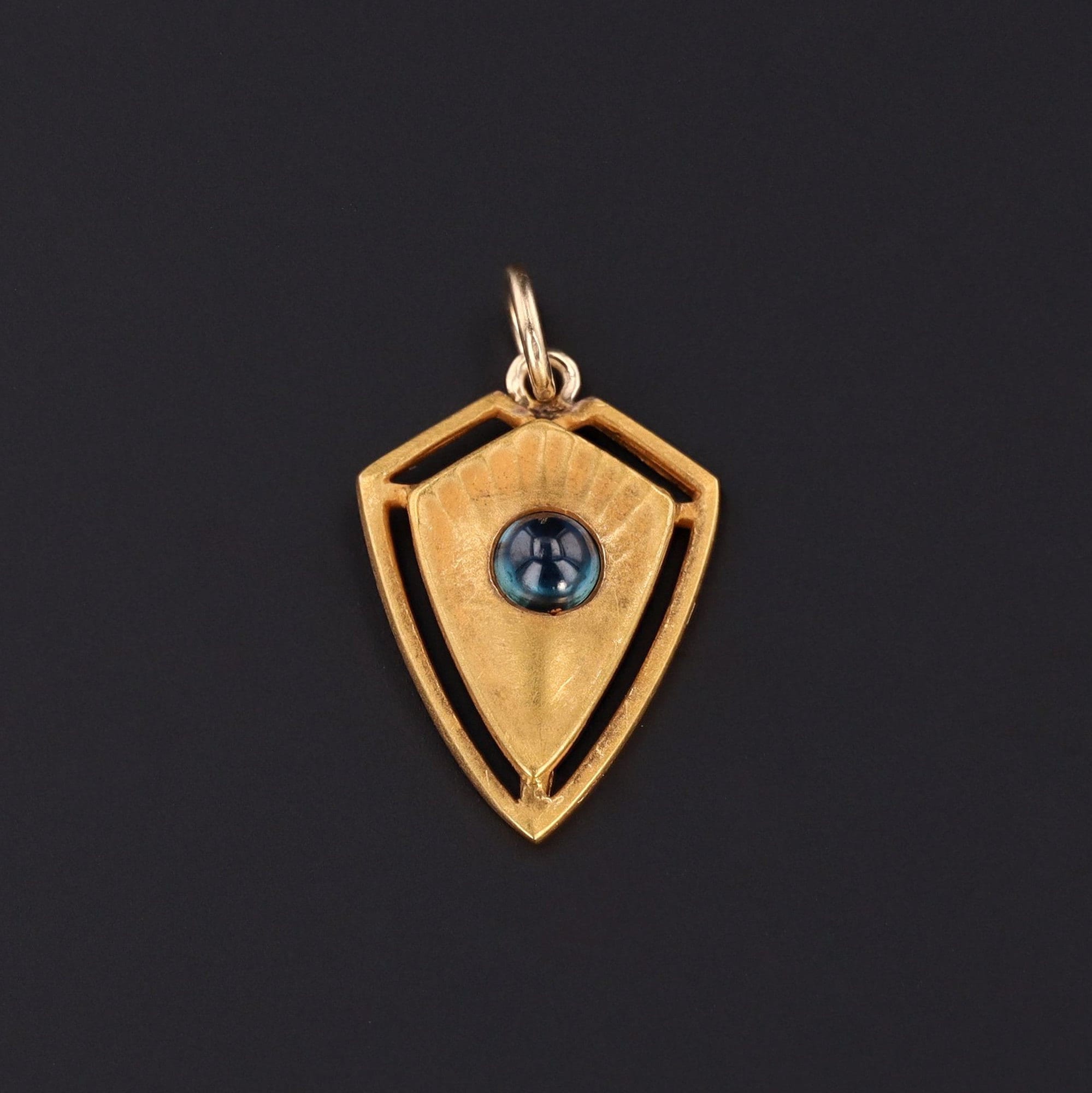 18k Gold Shield Pendant | Antique Pin Conversion Ring 