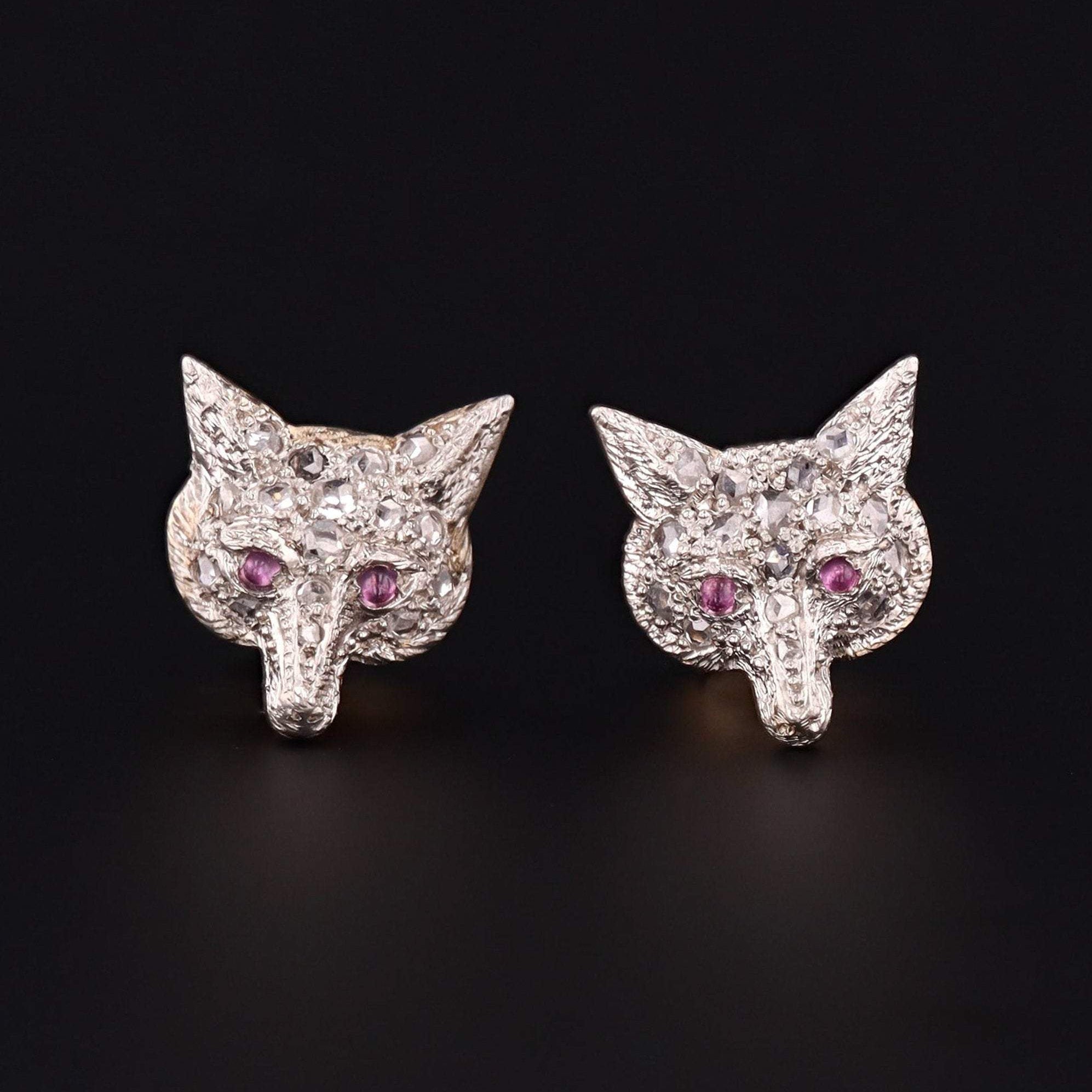 Fox Earrings | Diamond Fox Earrings 