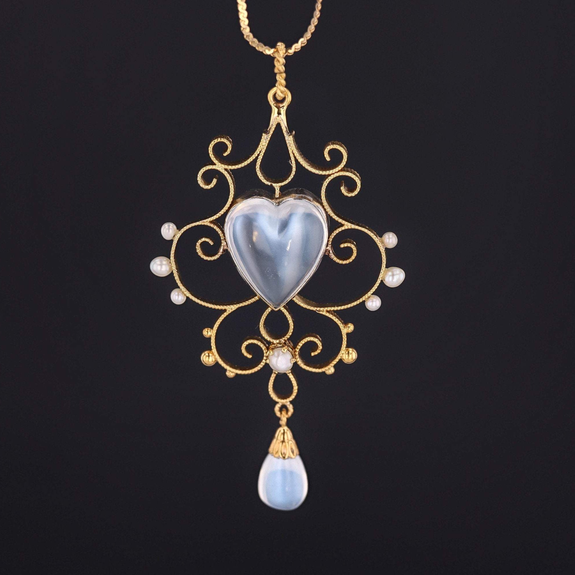 Moonstone Heart Pendant | 14k Gold Pendant on Optional 14k Chain 