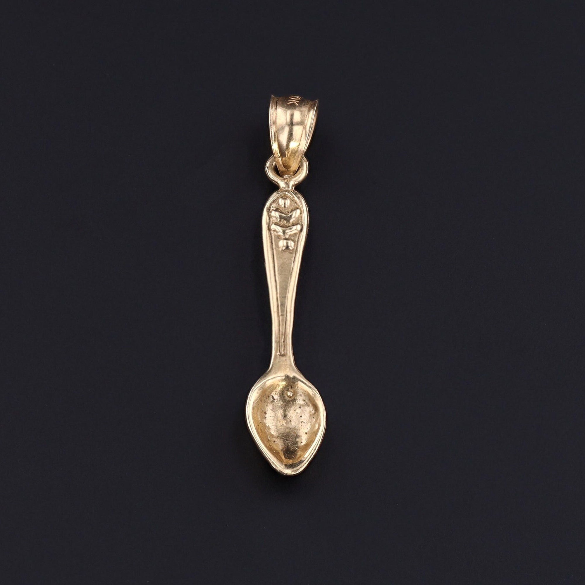 Vintage Spoon Pendant  | 10k Gold Spoon Charm 