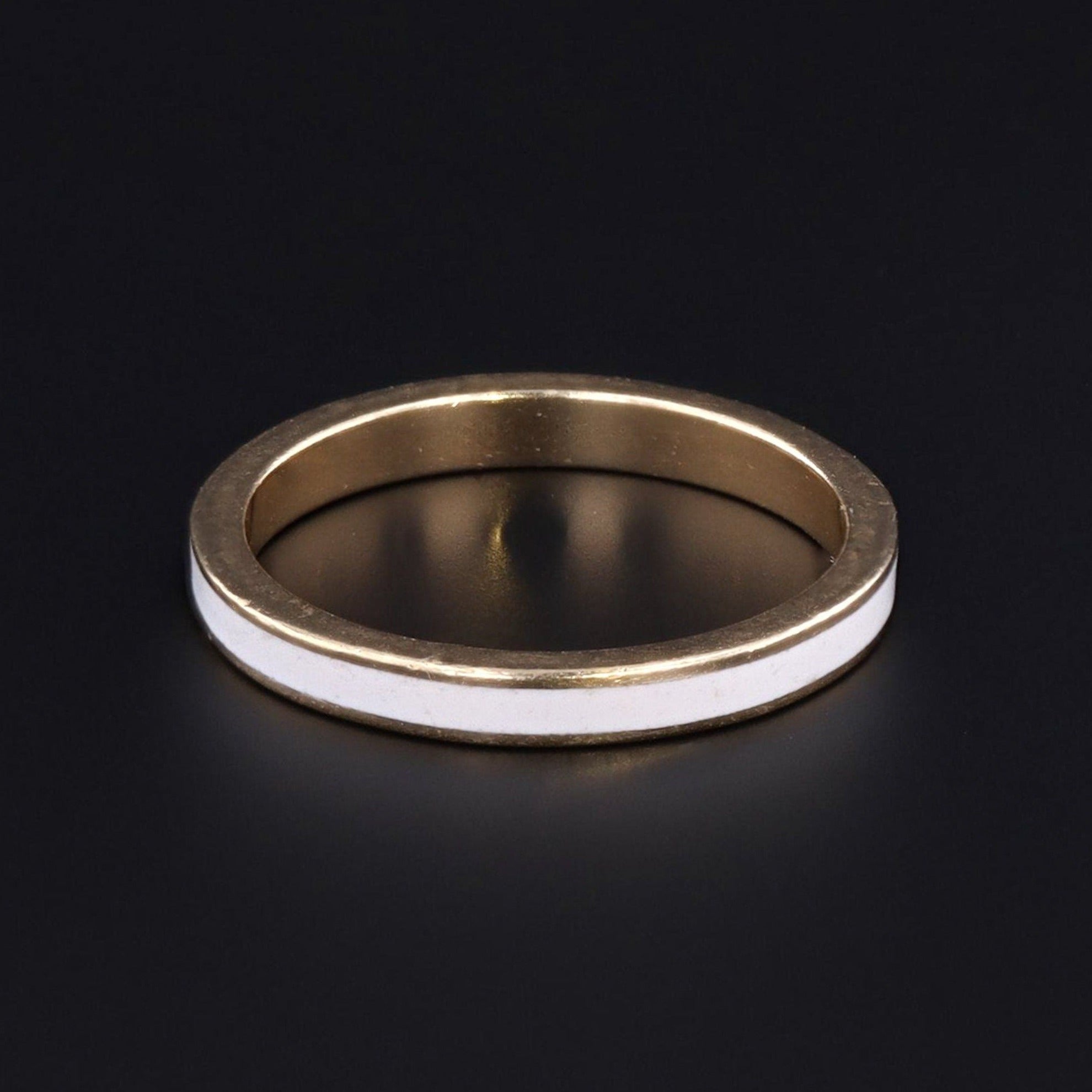 White Enamel Band | 14k Gold & Enamel Band 