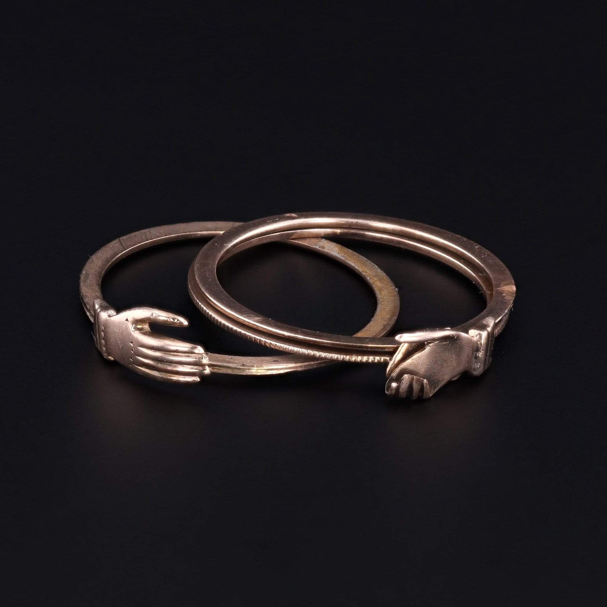 Antique Gimmel Ring | Antique 10k Gold Fede Ring 