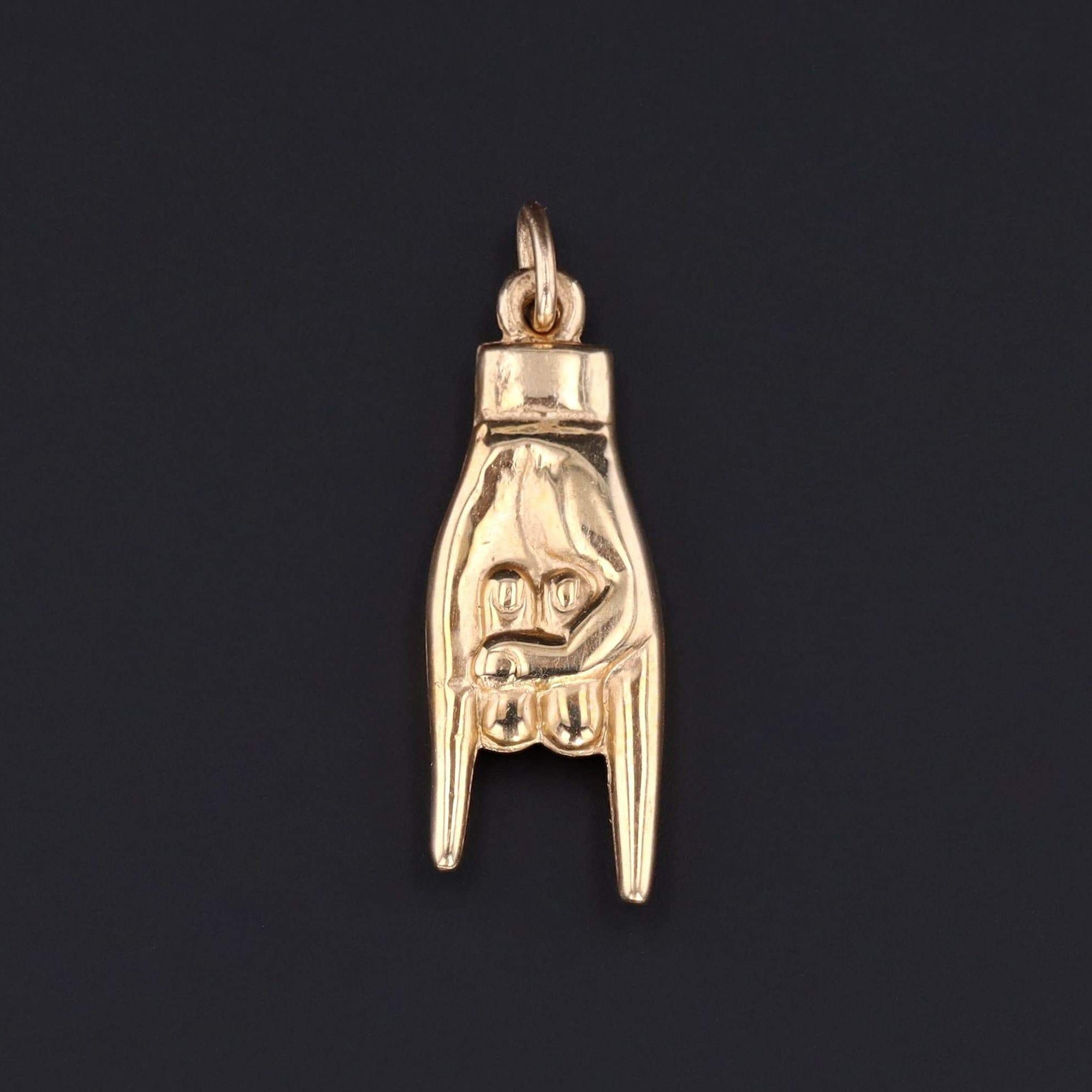 Vintage Mano Cornuto Charm | 14k Gold Mano Cornuto Charm 