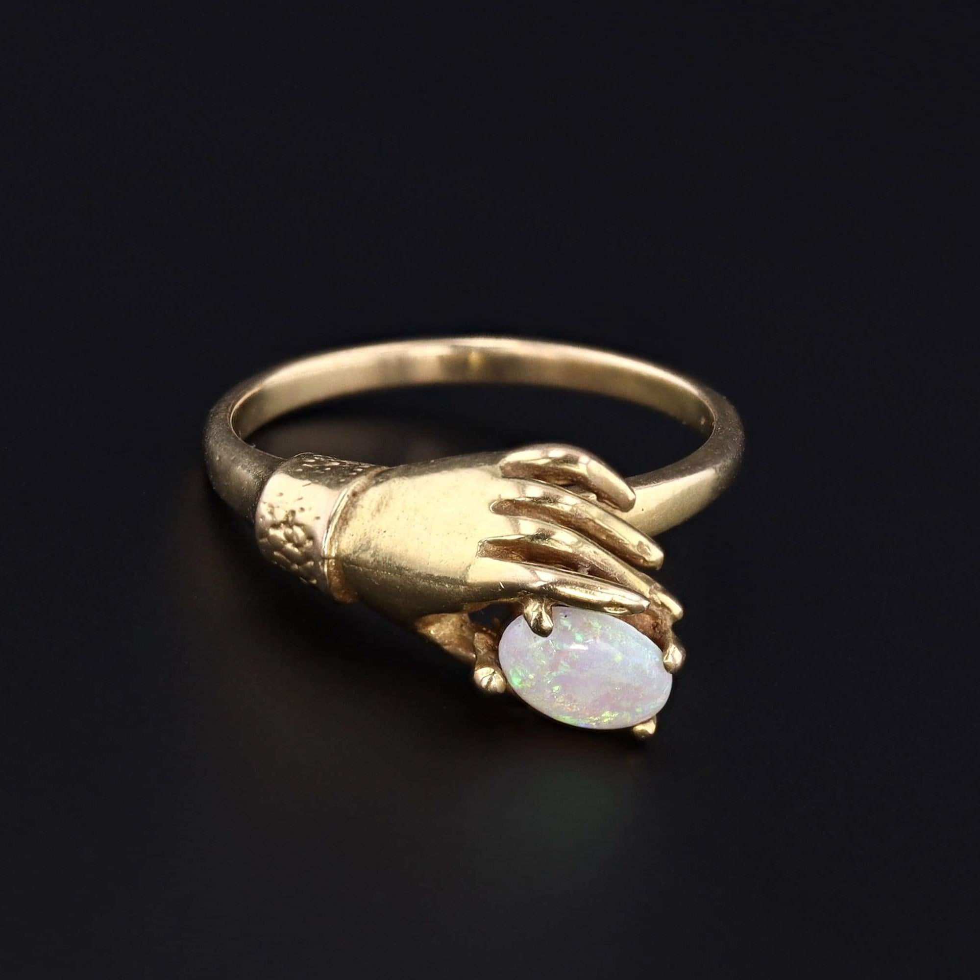 Vintage Opal in Hand Ring | 14k Gold Ring 