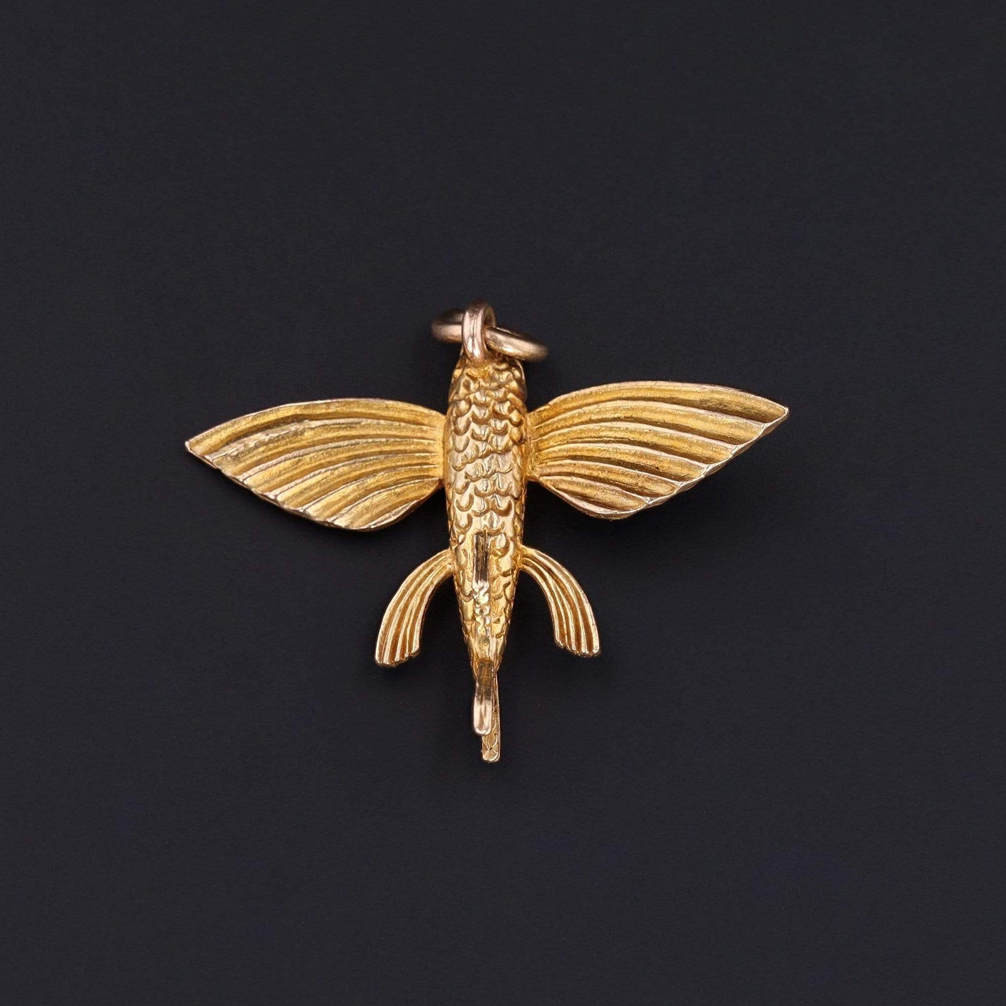 Flying Fish Charm or Pendant | 14k Gold Flying Fish Charm 