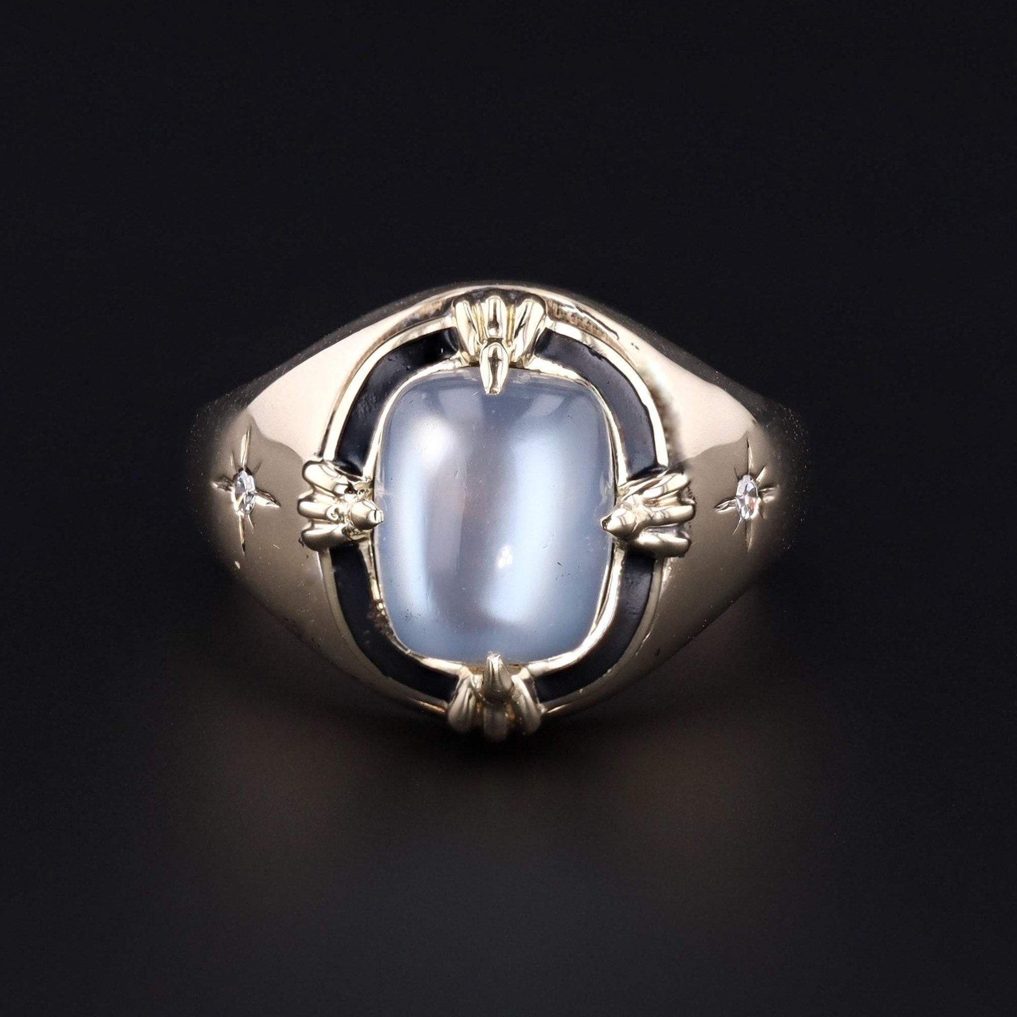 Vintage Enamel Moonstone Ring | Vintage Moonstone Ring 