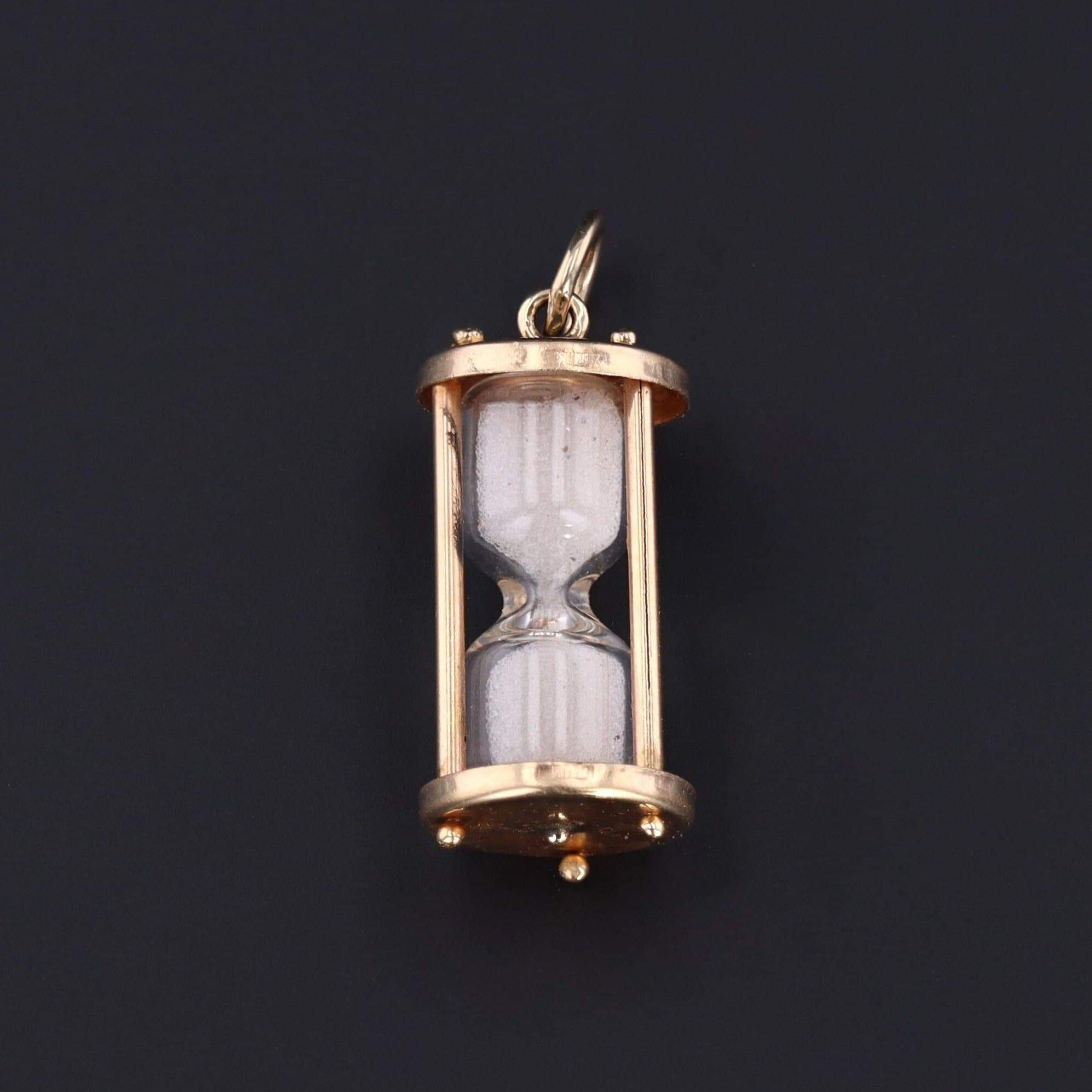 Vintage Hourglass Charm | 14k Gold Charm 