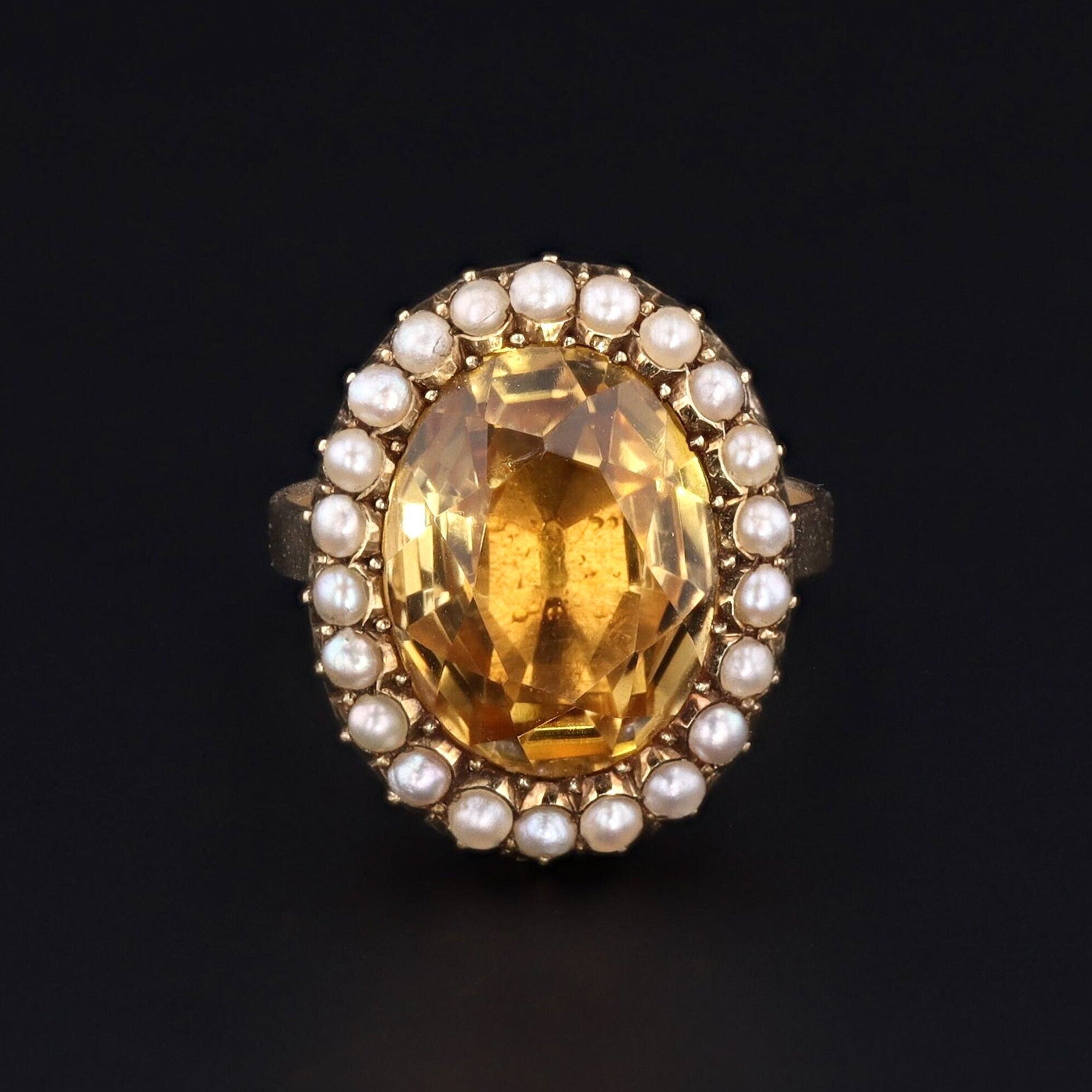 Citrine and Pearl Ring | Statement Ring 