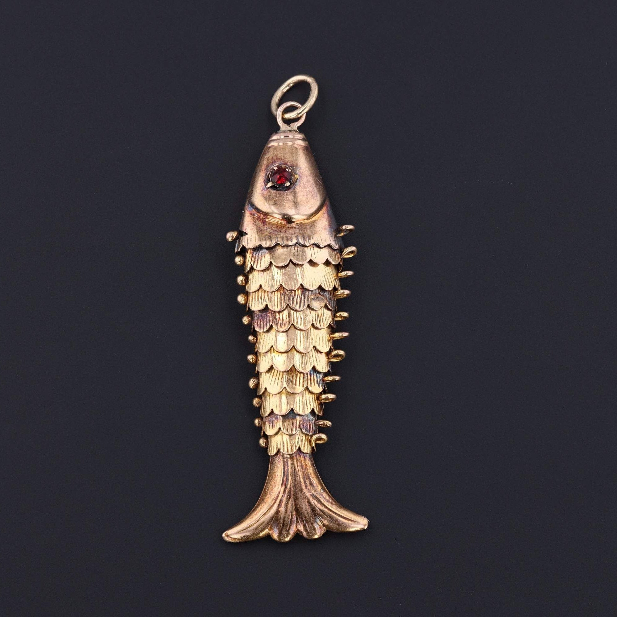 Moveable Fish Charm or Pendant | 14k Gold Fish Charm 