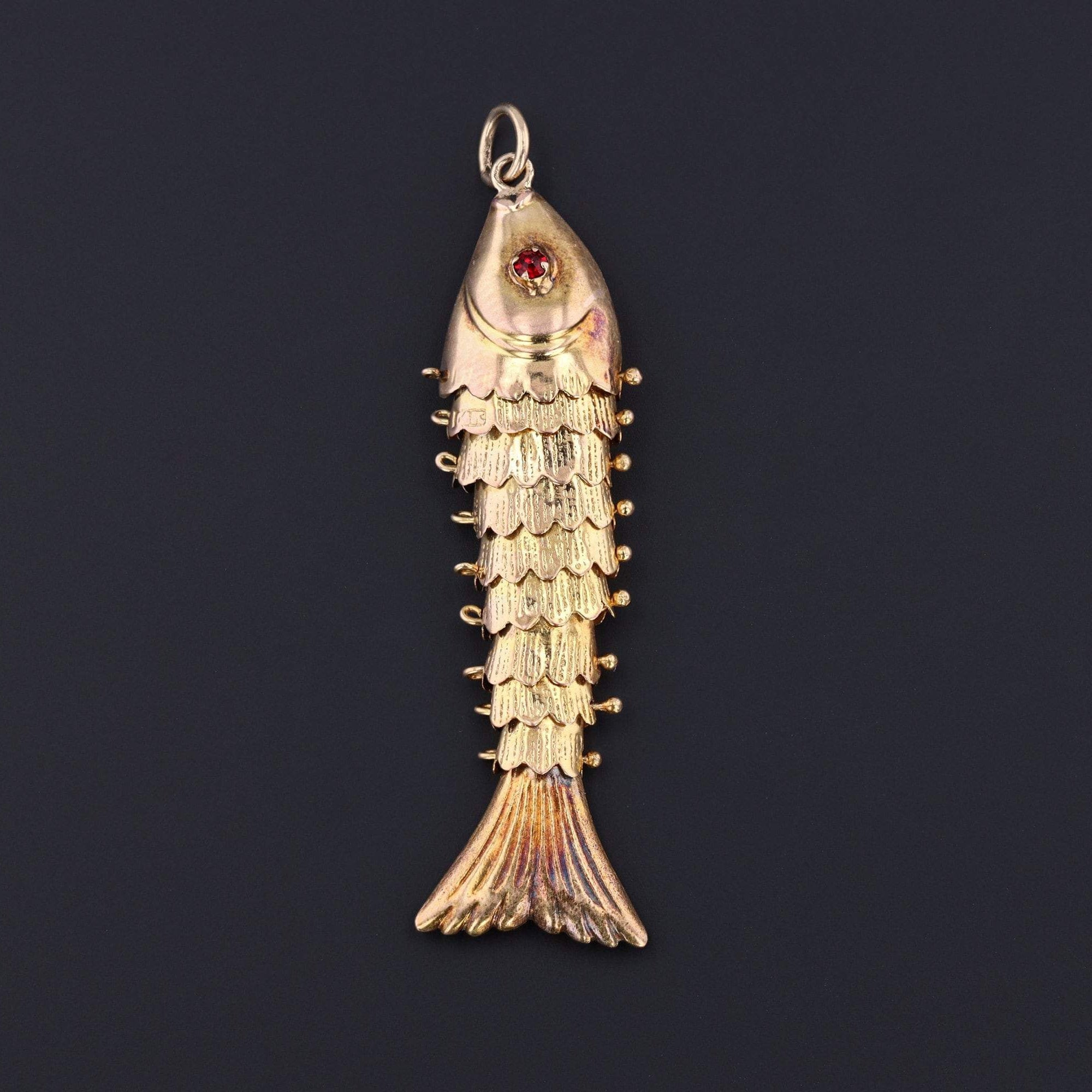 Moveable Fish Charm or Pendant | 14k Gold Fish Charm 
