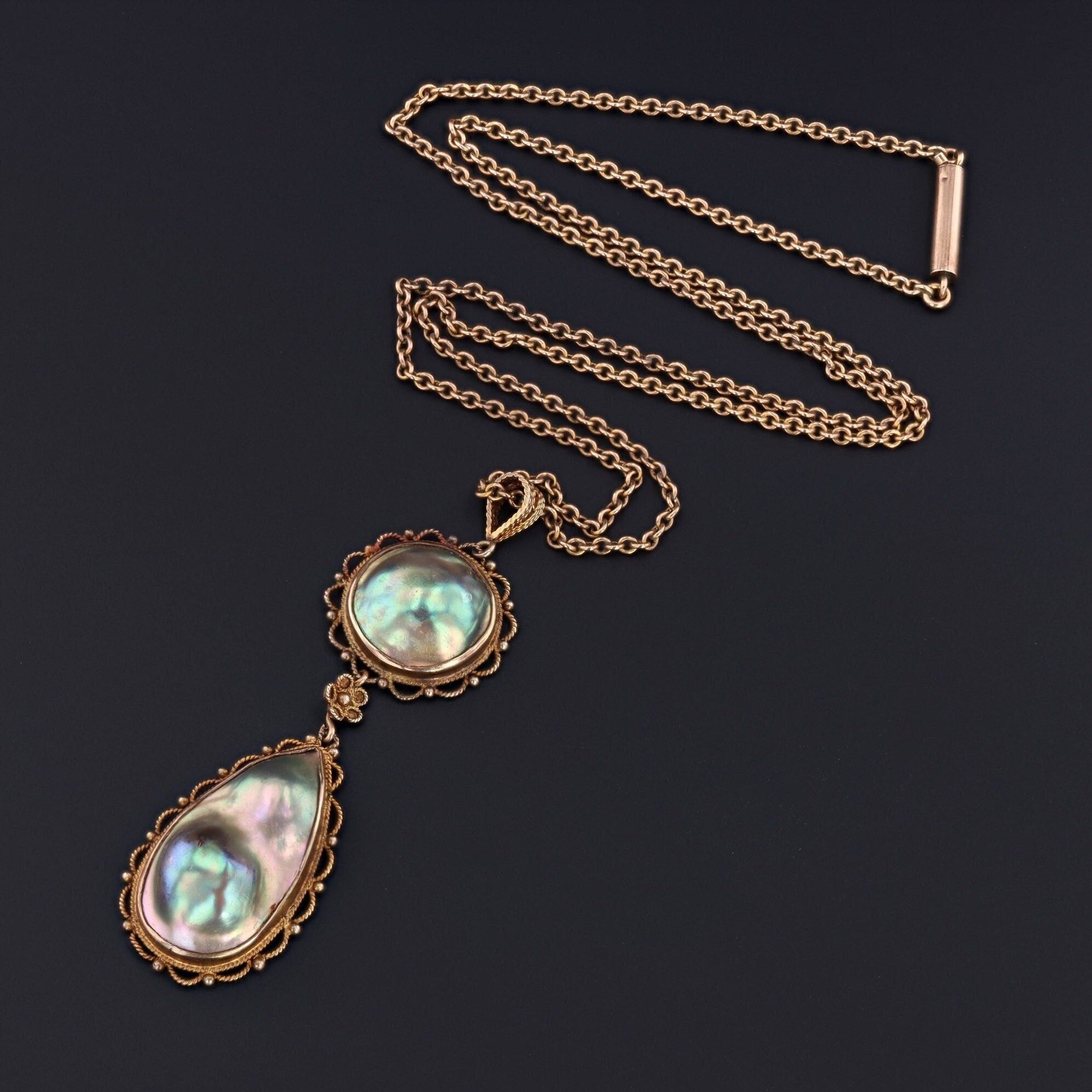 Antique Blister Pearl Pendant | 10k Gold Pendant 