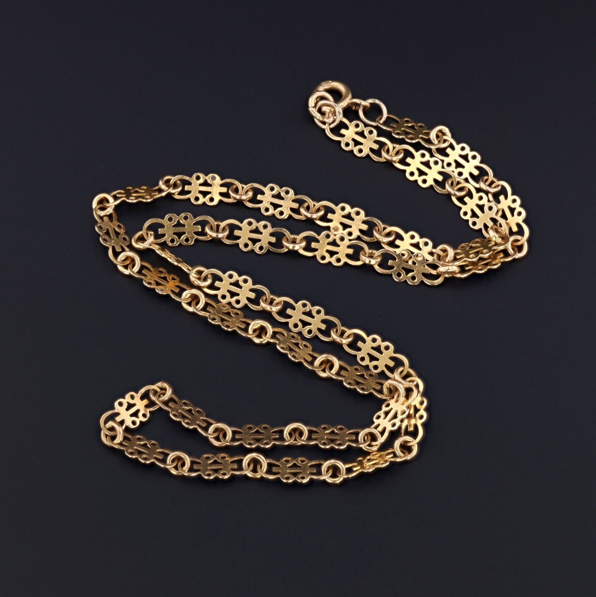 18k Gold Chain | Vintage Fancy Chain 