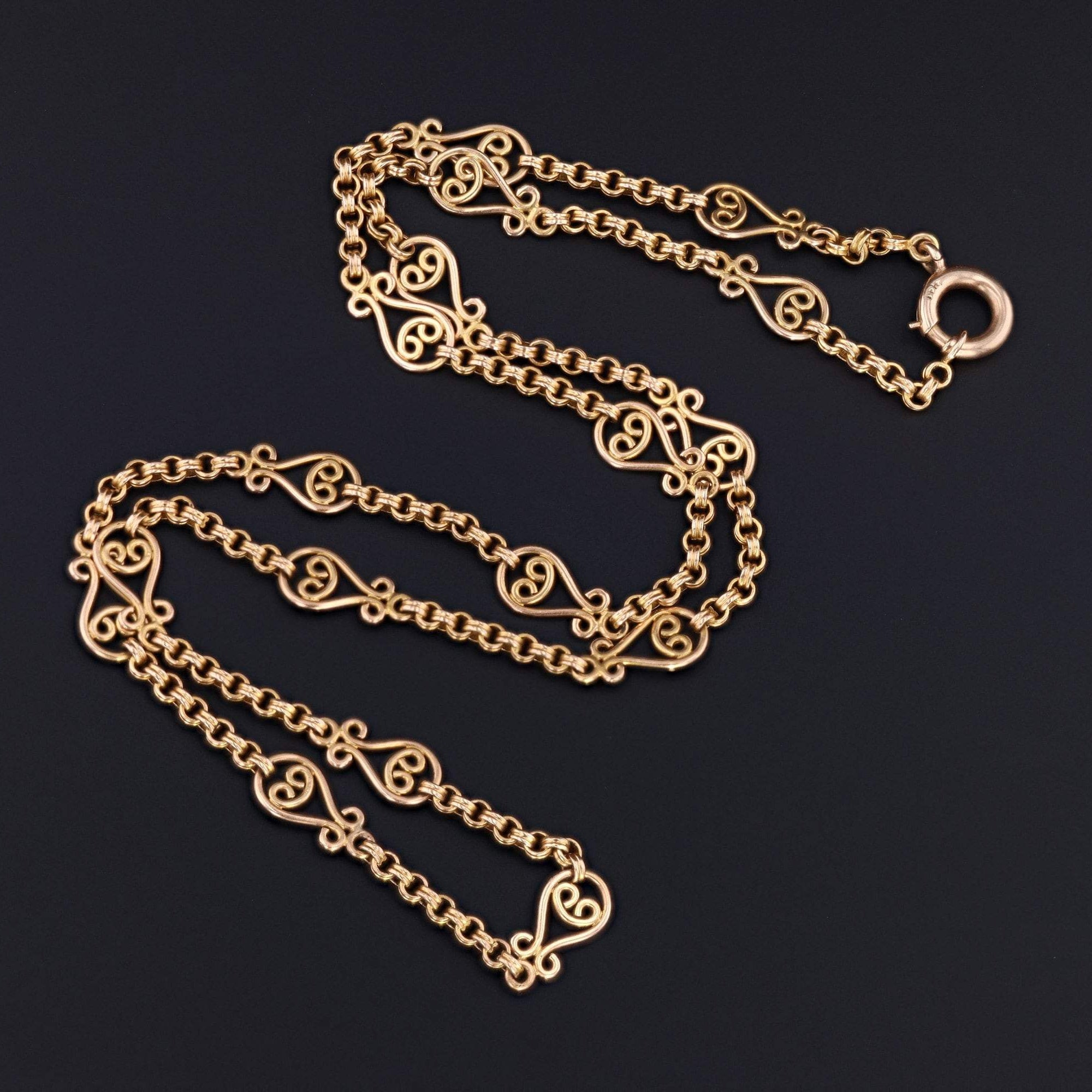14k Gold Chain | Vintage Fancy Link Chain 