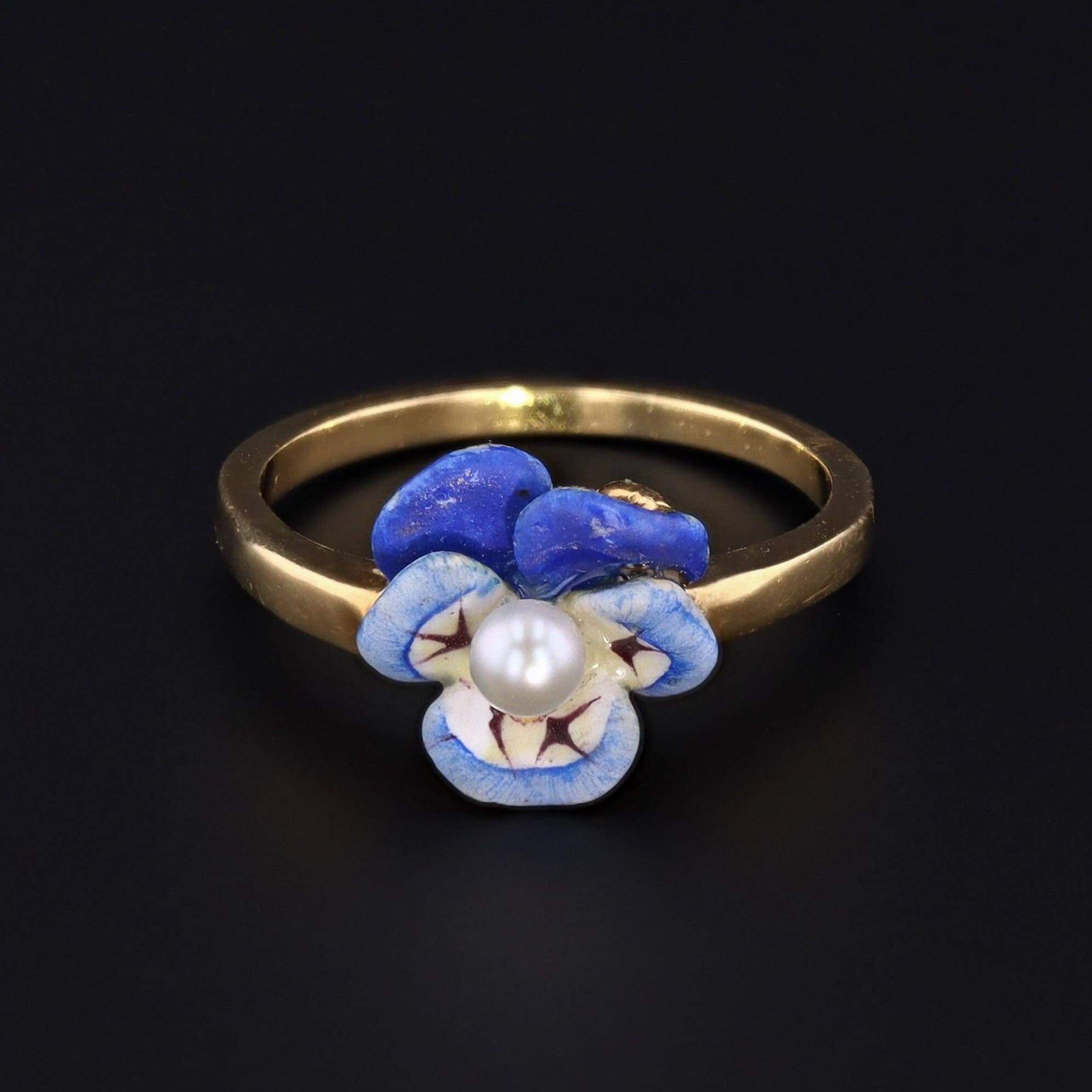 Enamel Pansy Ring by Larter & Sons | Enamel Flower Ring 
