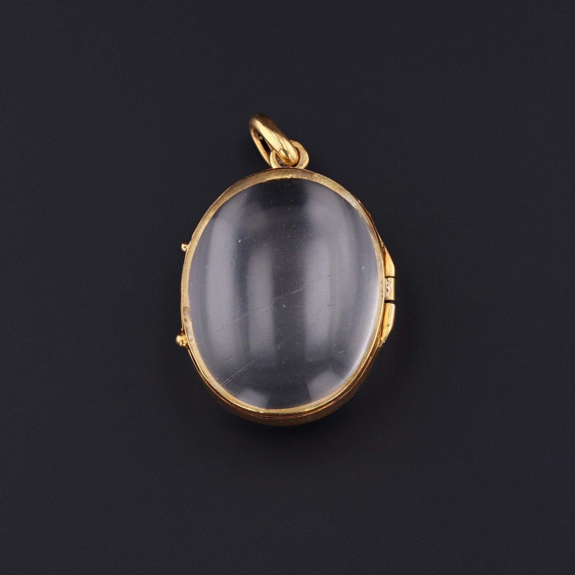 Antique Domed Glass Locket | 14k Gold Locket 