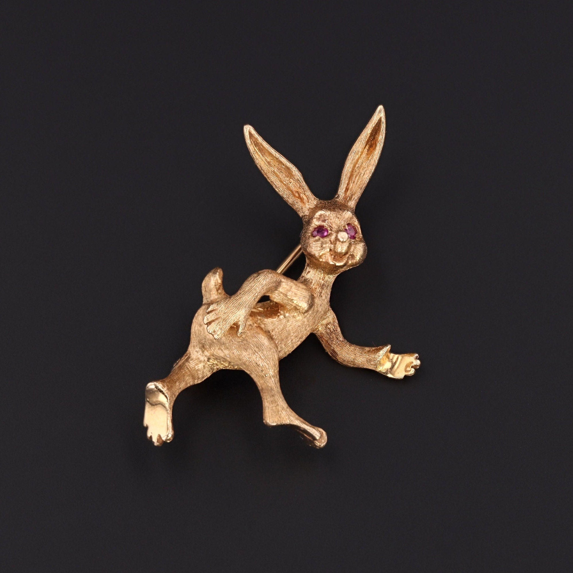 14k Gold Rabbit Brooch or Pin | Vintage Rabbit Brooch 