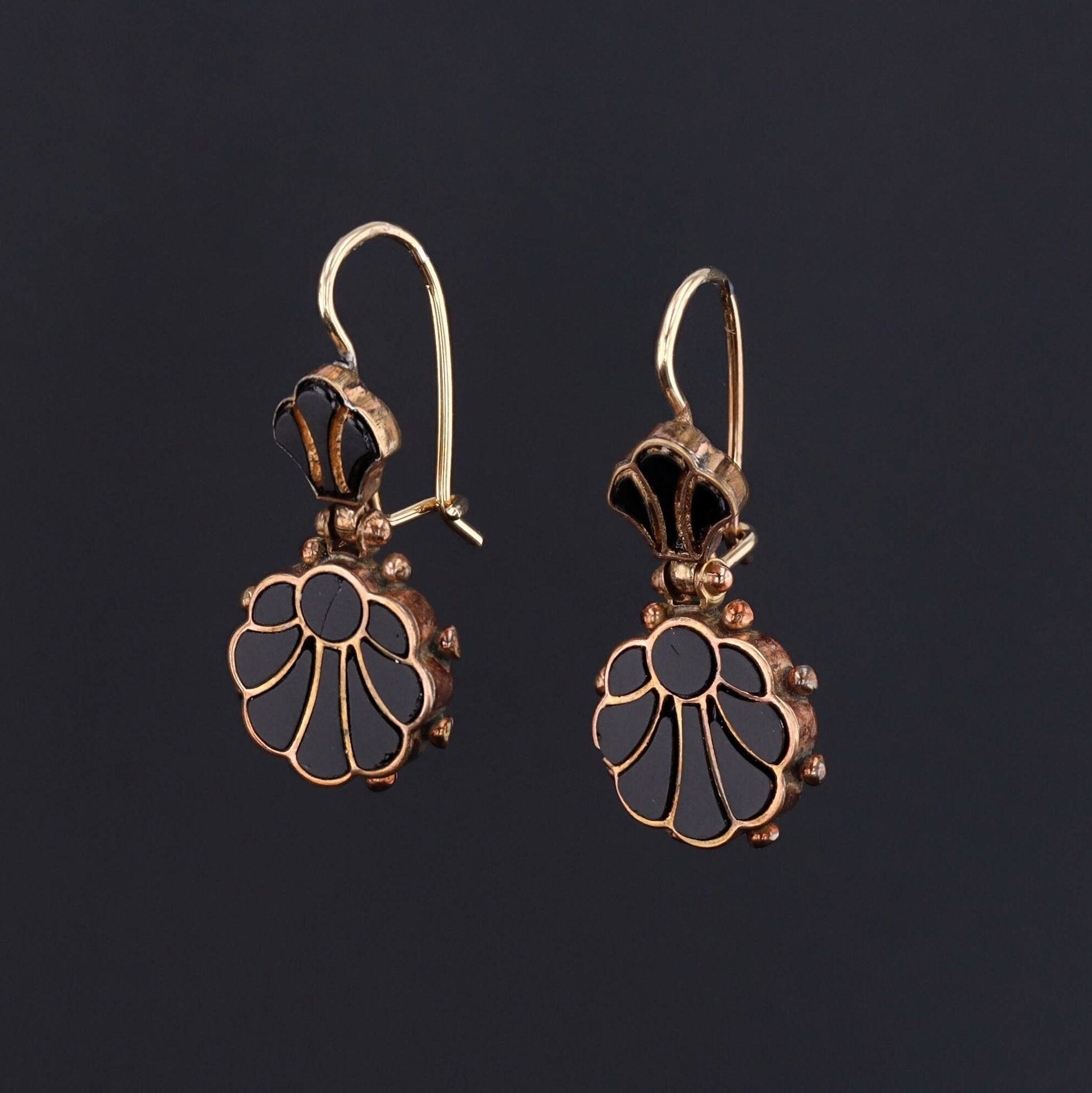 Victorian Onyx Earrings | Gold Plated Earrings 