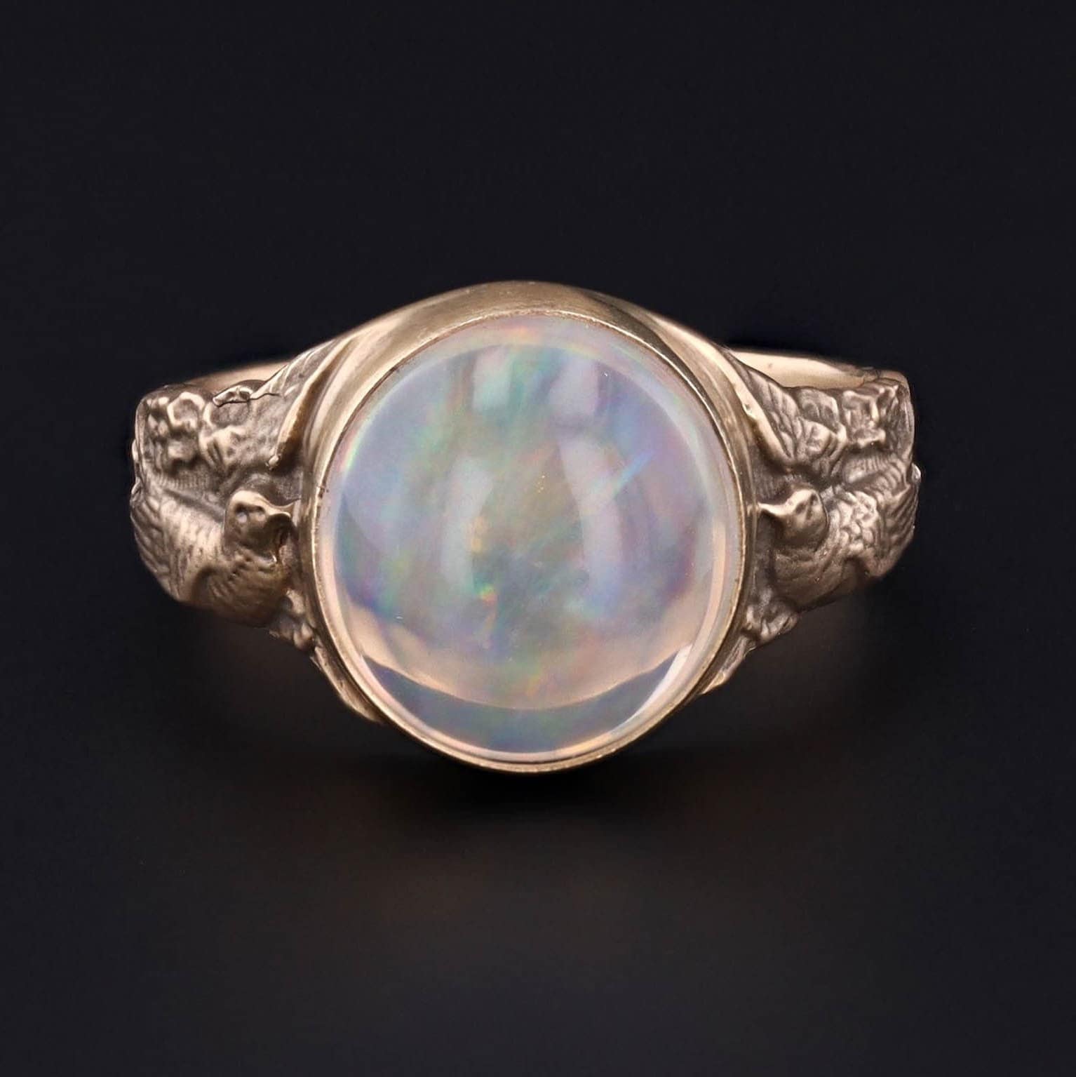 Crystal Opal Ring | 14k Gold Opal Bird Ring 