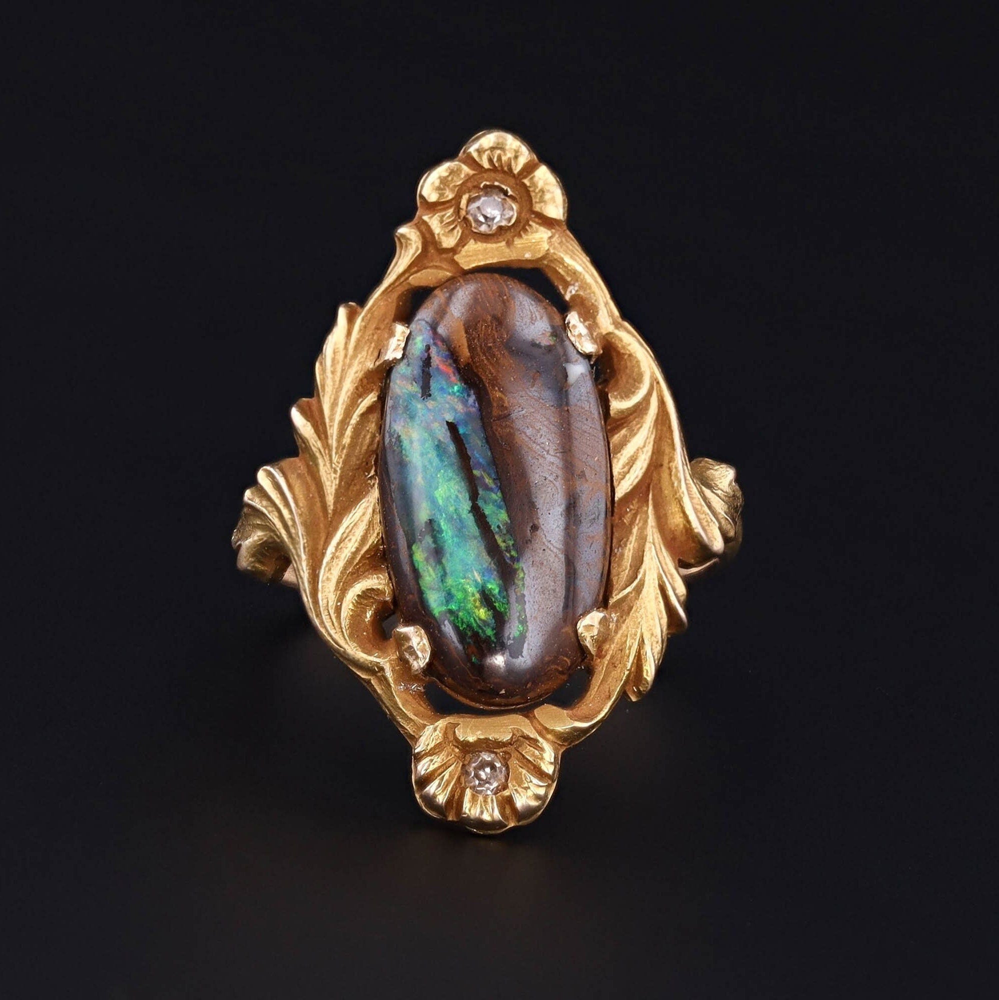Boulder Opal Ring | 10k Gold Ring 