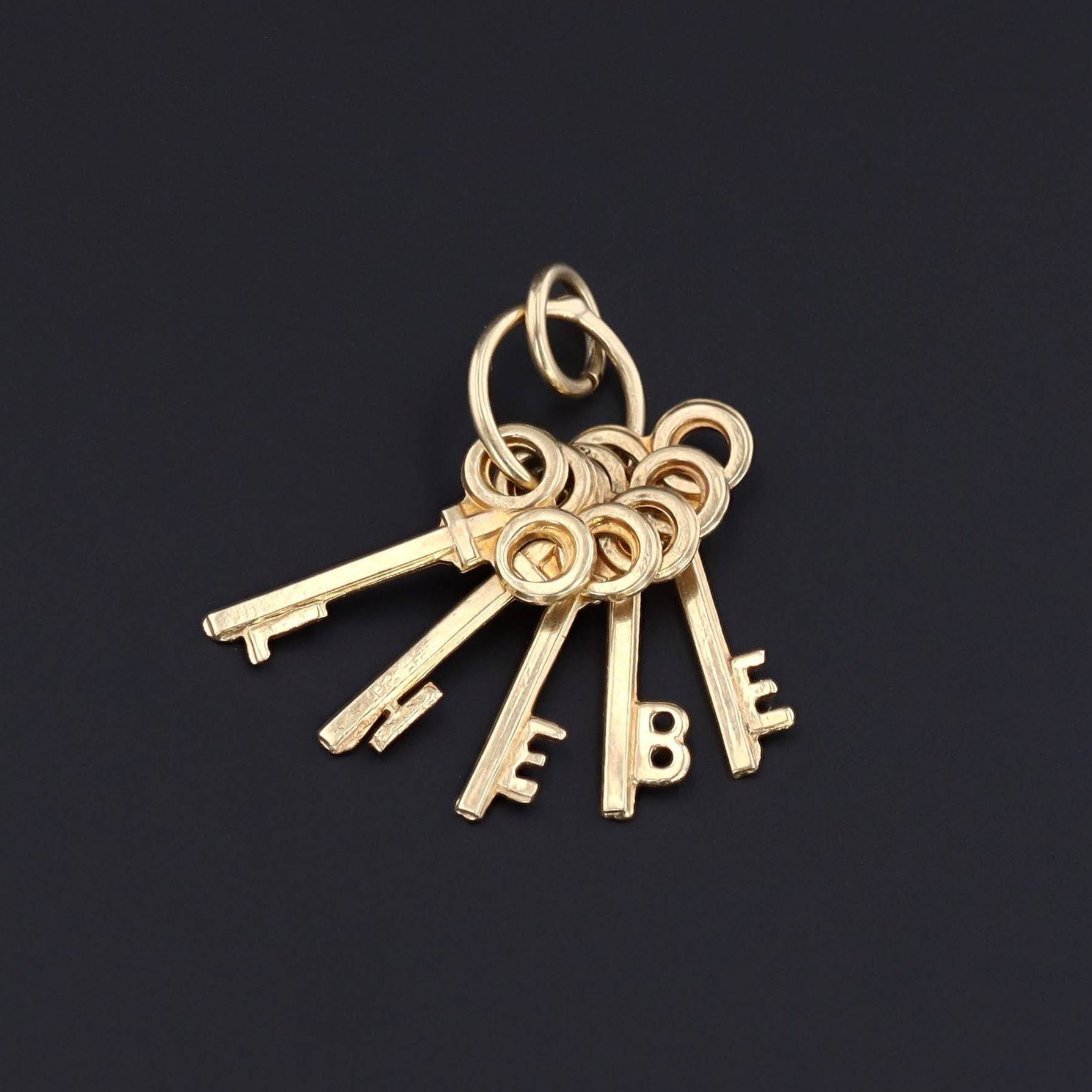 Gold LIEBE (Love in German) Keys Pendant | 14k Gold Vintage Keys Pendant 