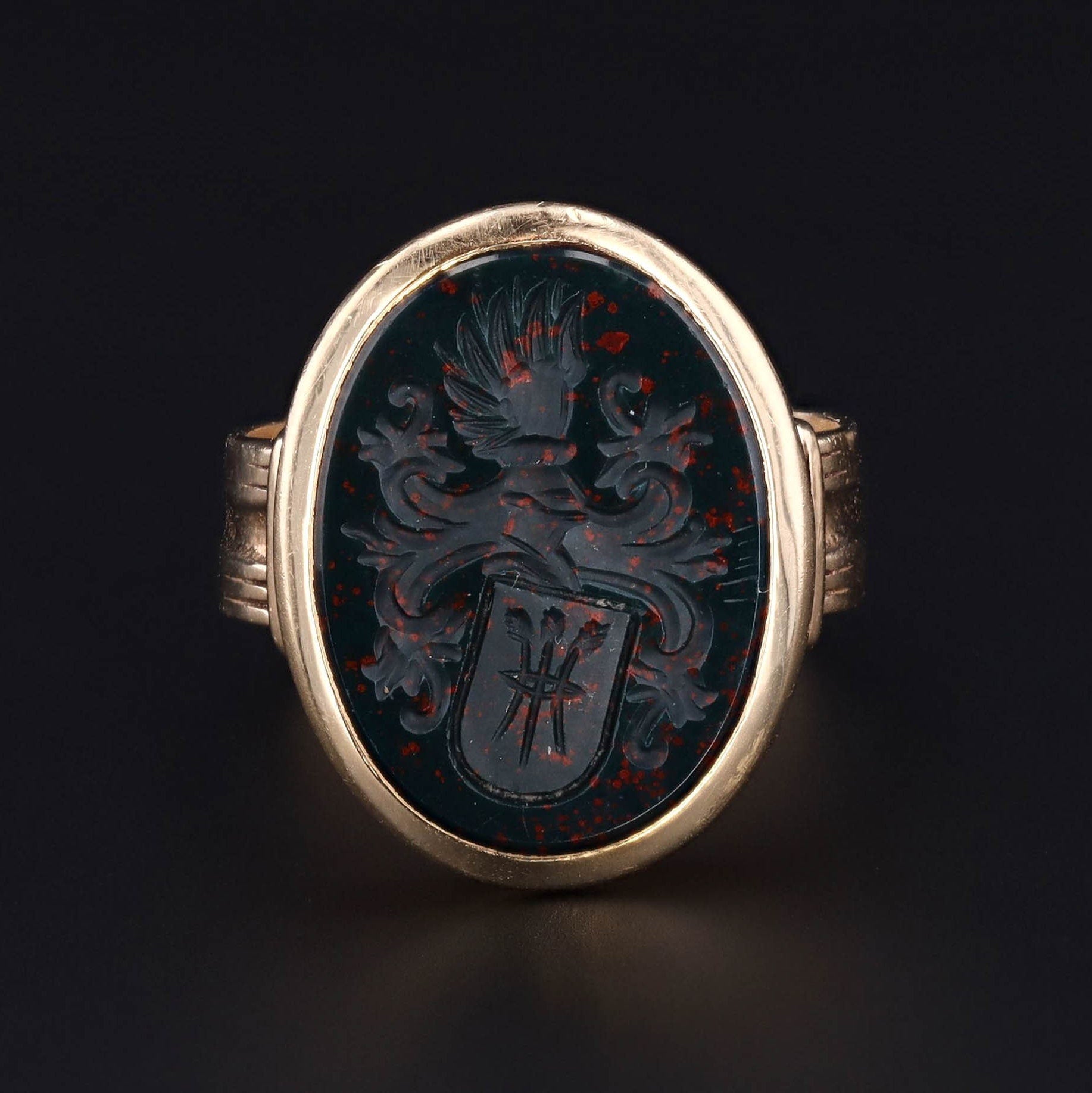 14k Gold Bloodstone Signet Ring | Antique Signet Ring 