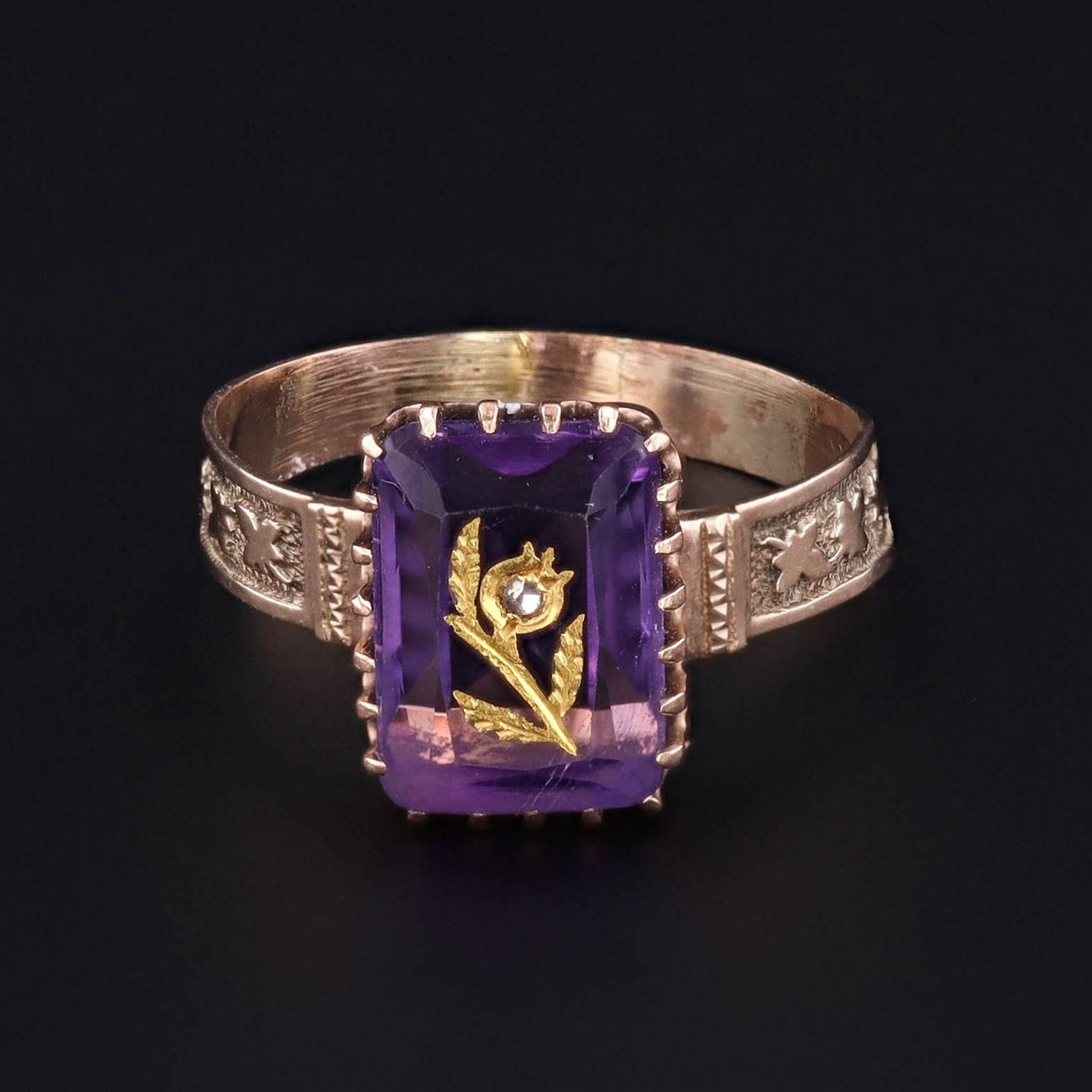 Antique Amethyst & Diamond Ring | Rose of Sharon Ring 