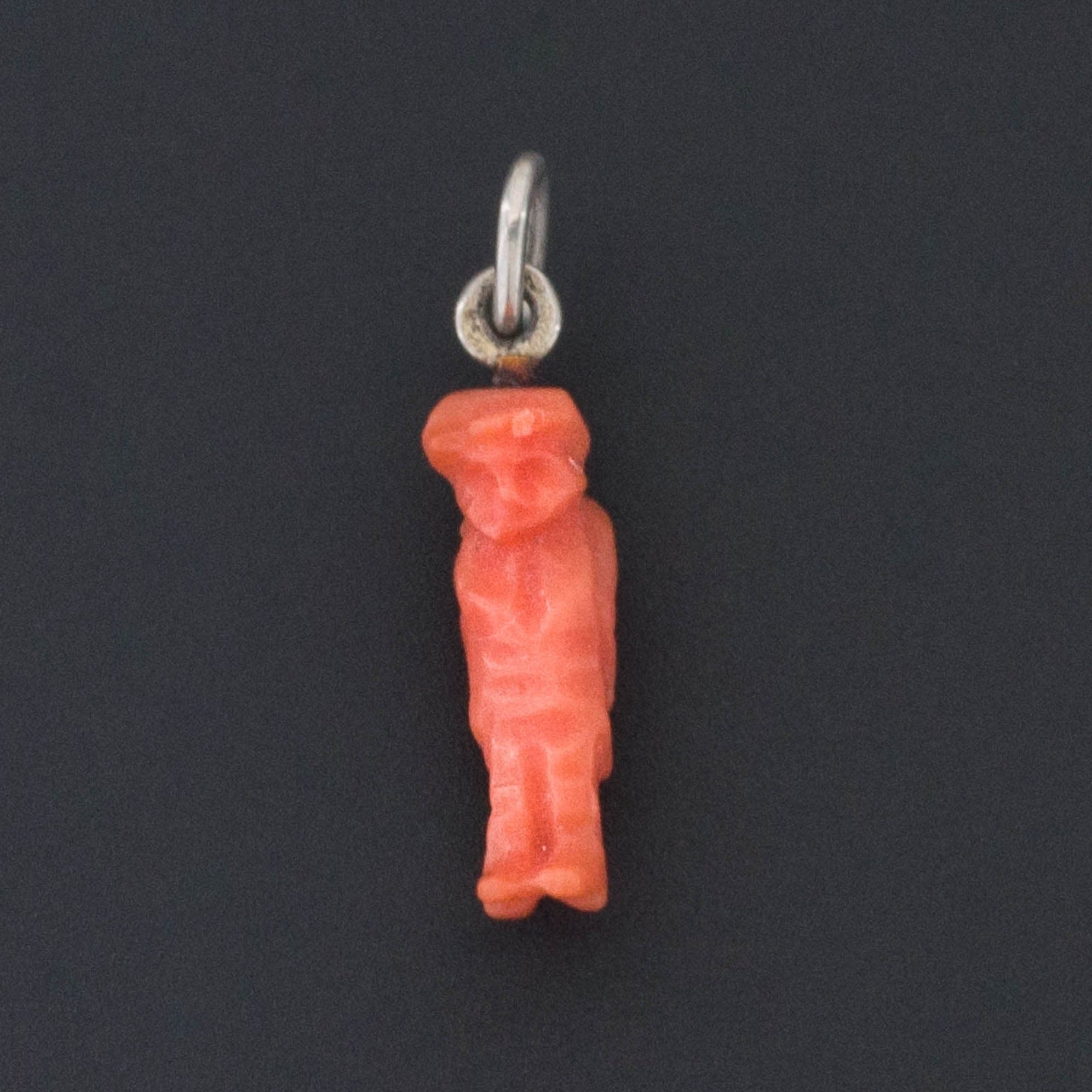 Antique Coral Man Charm | Silver & Coral Charm 