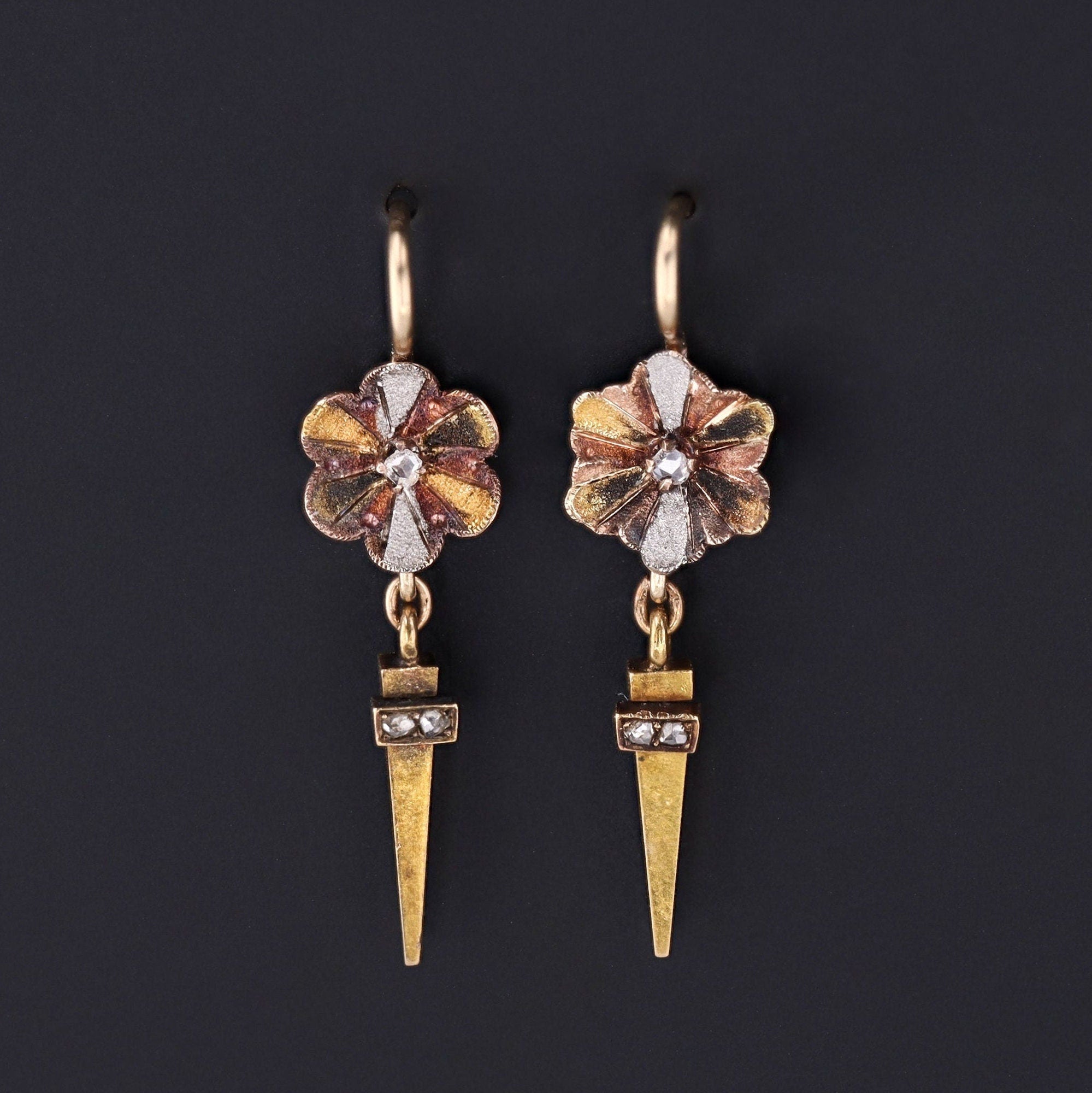 Antique Flower Earrings | Antique Diamond Flower Earrings 