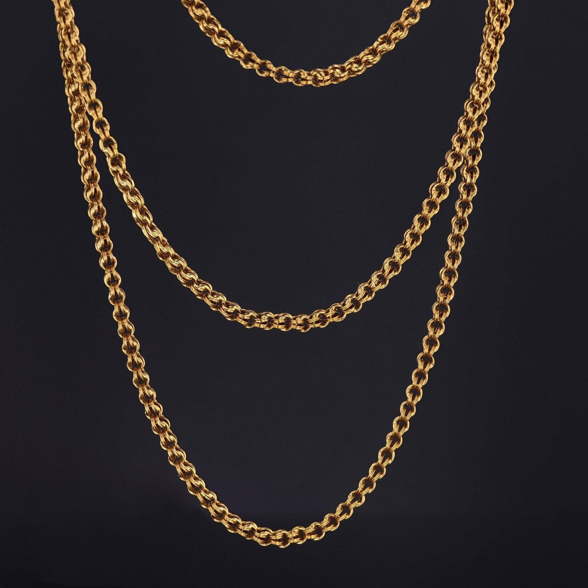 Antique 14k Gold Chain | 14k Gold Fancy Link Chain 