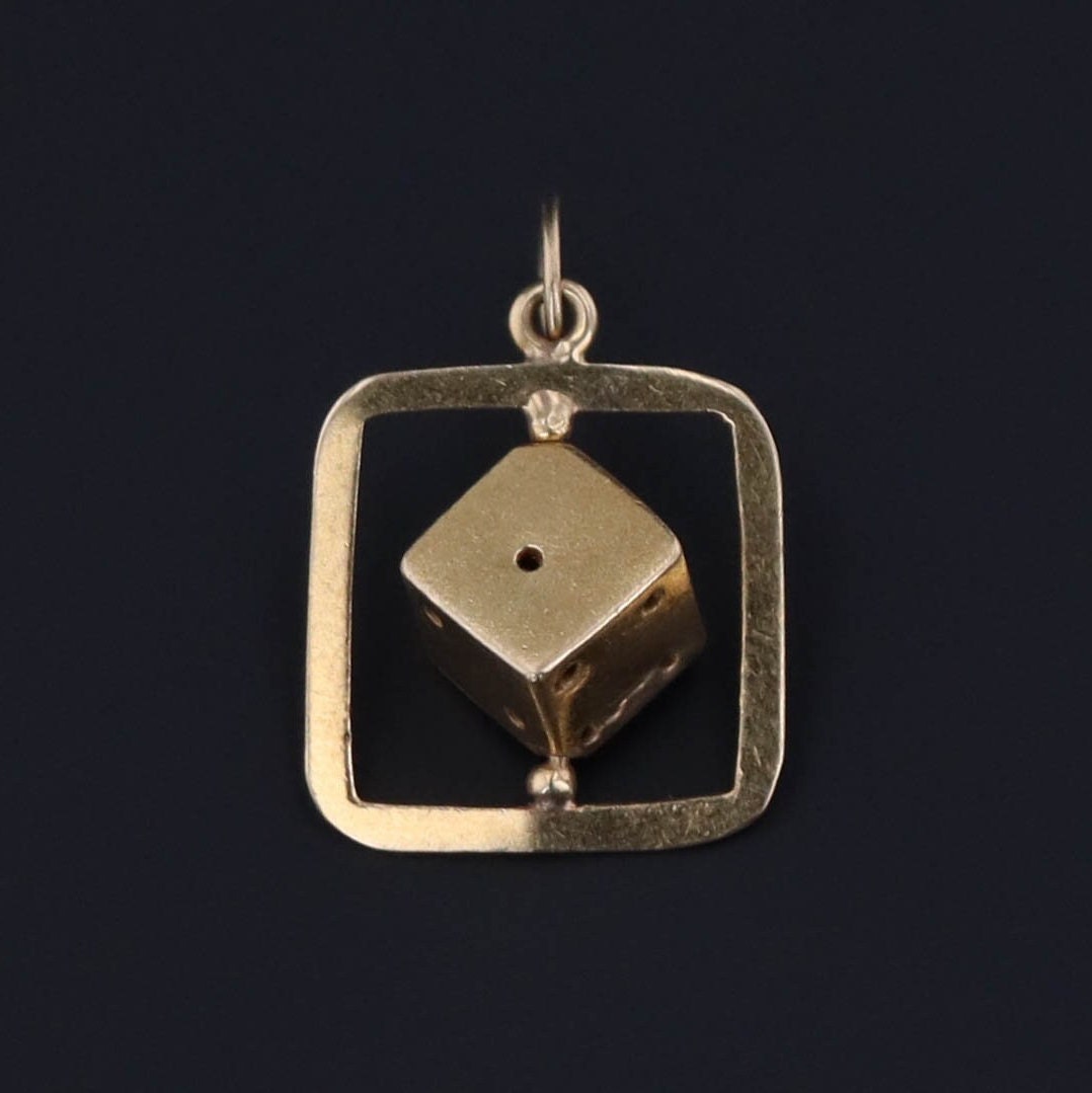 Vintage Die Charm | 14k Gold Spinning Dice Charm 