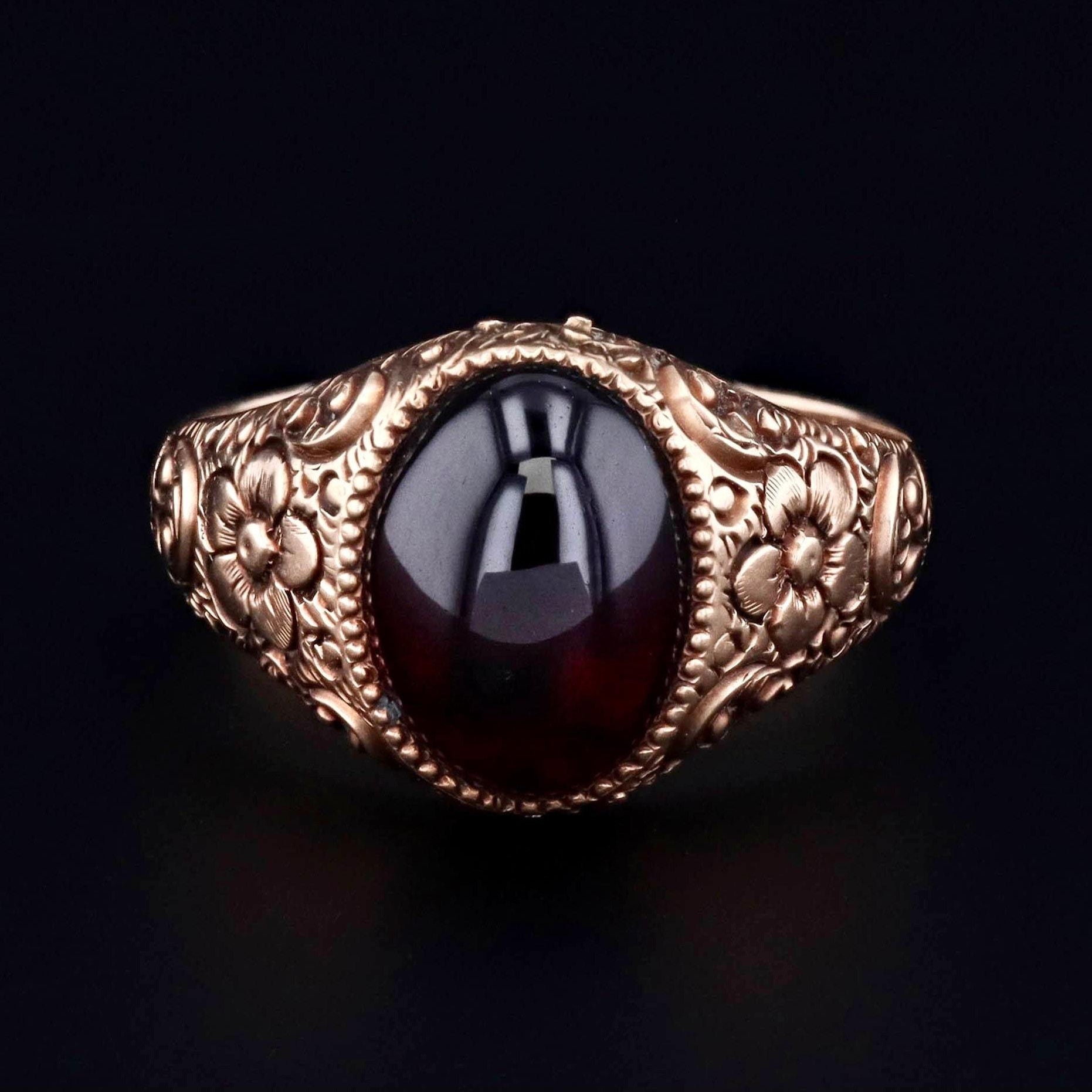 Antique Garnet Ring | 10k Gold Garnet Ring 