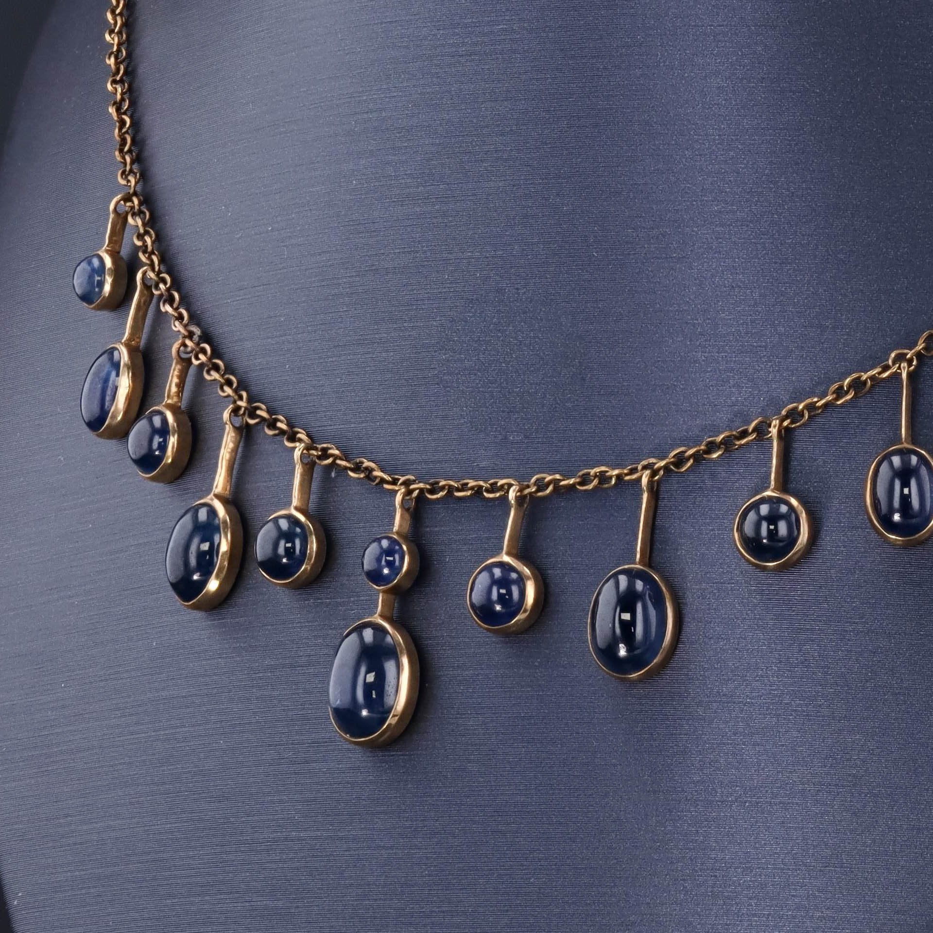 Vintage Sapphire Necklace | Sapphire Fringe Necklace 